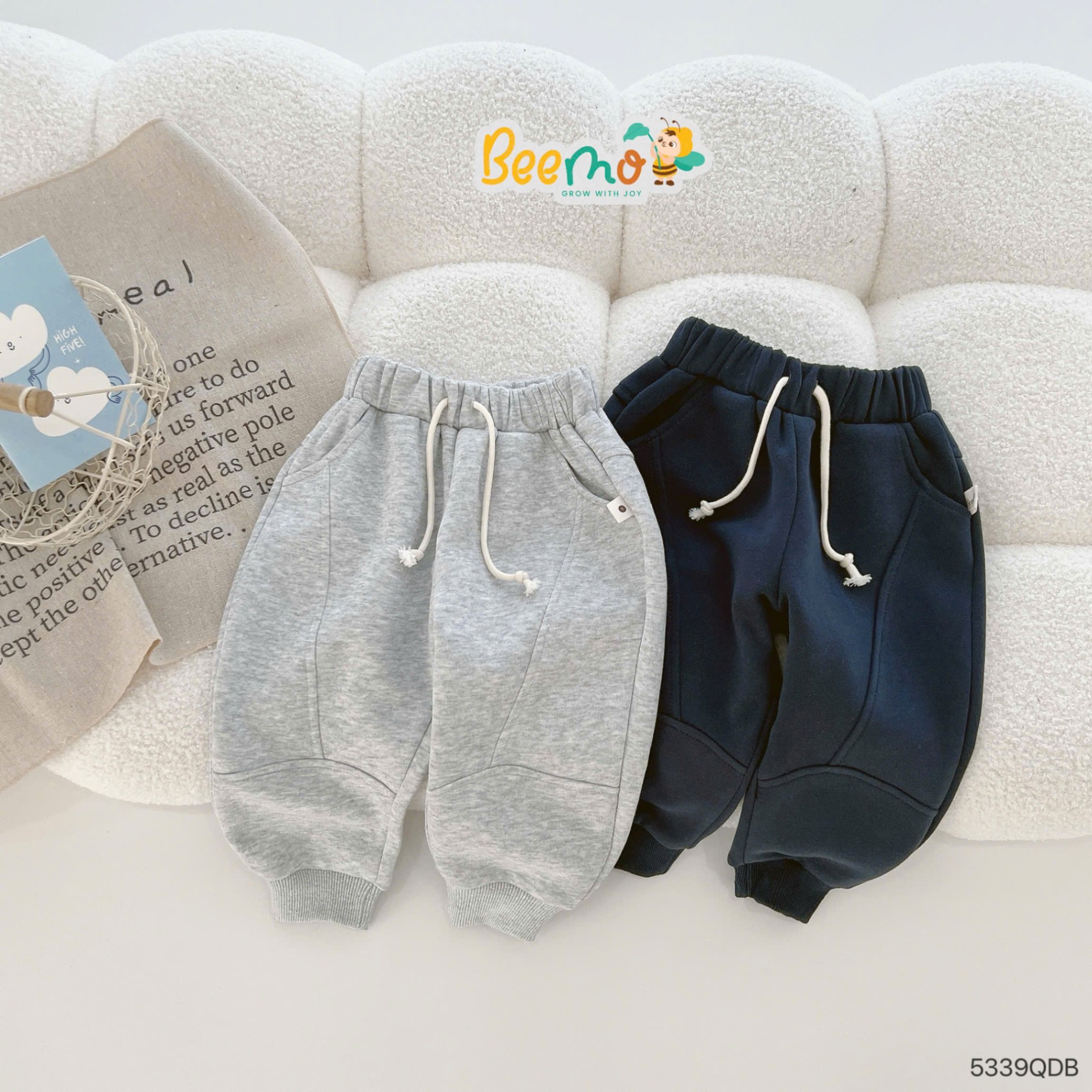 Quần nỉ 2 da bo gấu basic Beemo