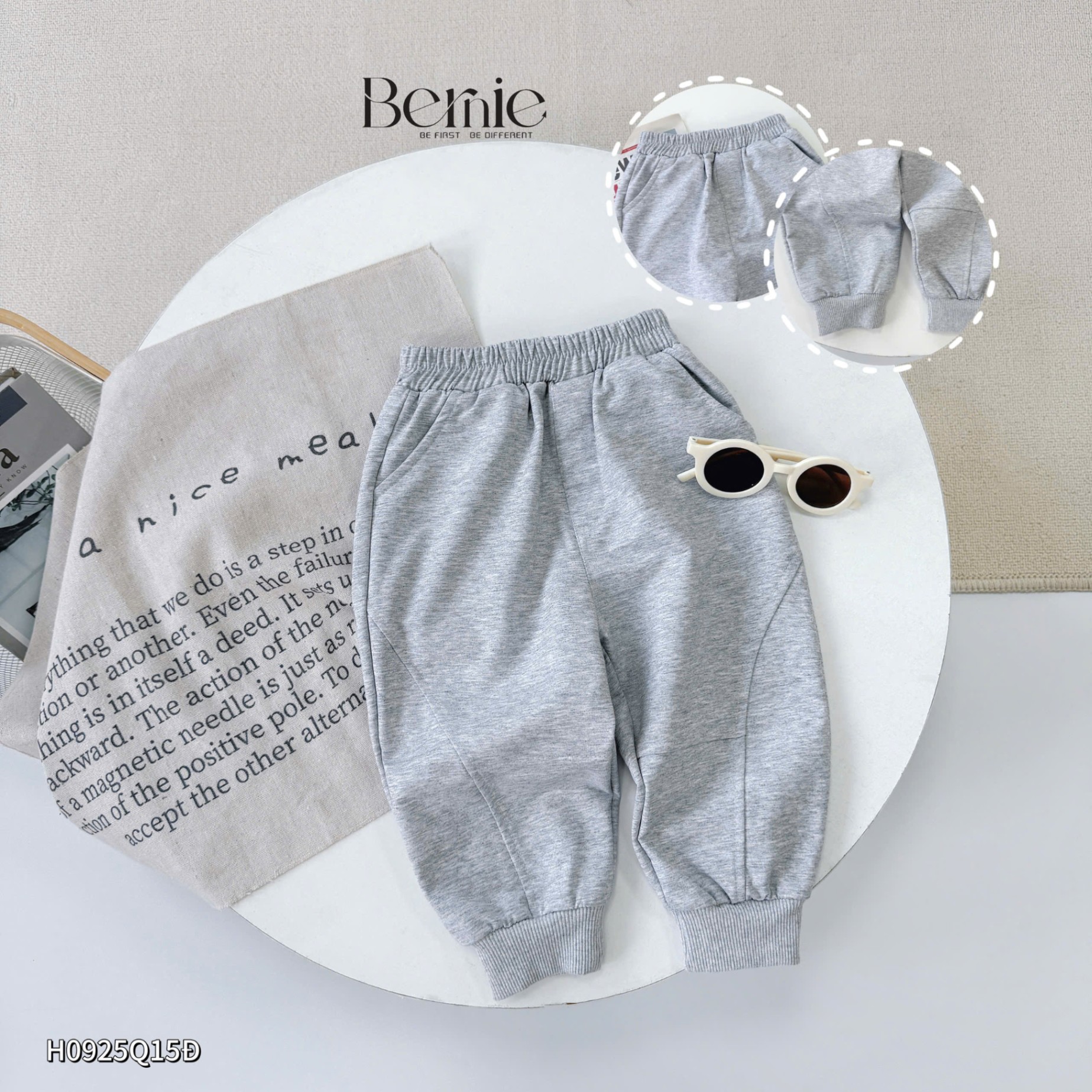 Quần nỉ da ca bo gấu basic Bernie