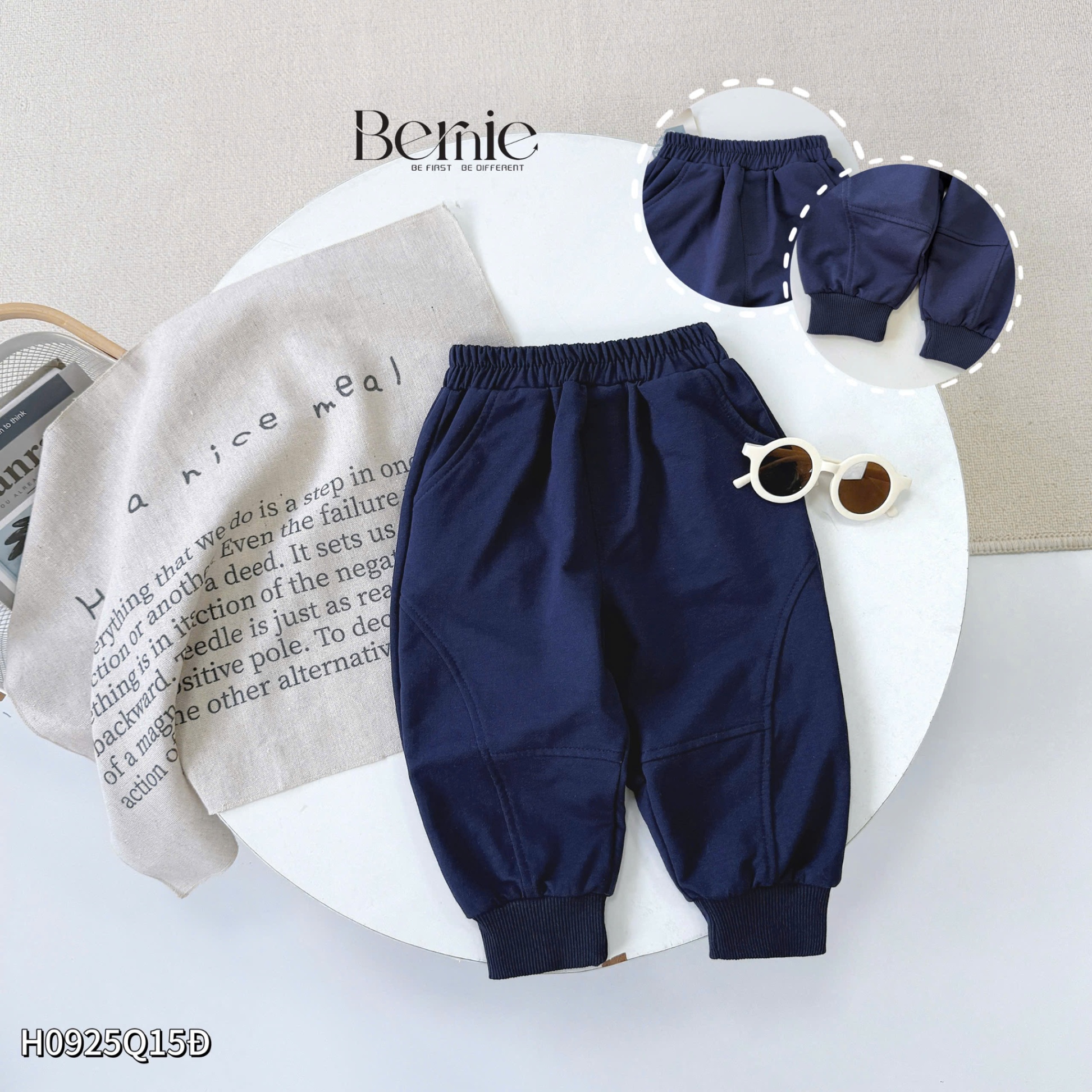 Quần nỉ da ca bo gấu basic Bernie