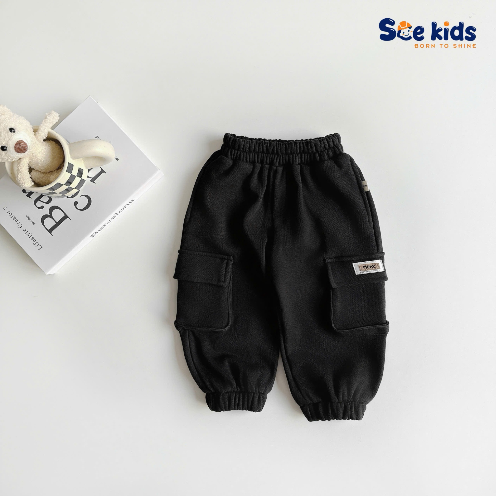 Quần nỉ da cua túi hộp SCE KIDS