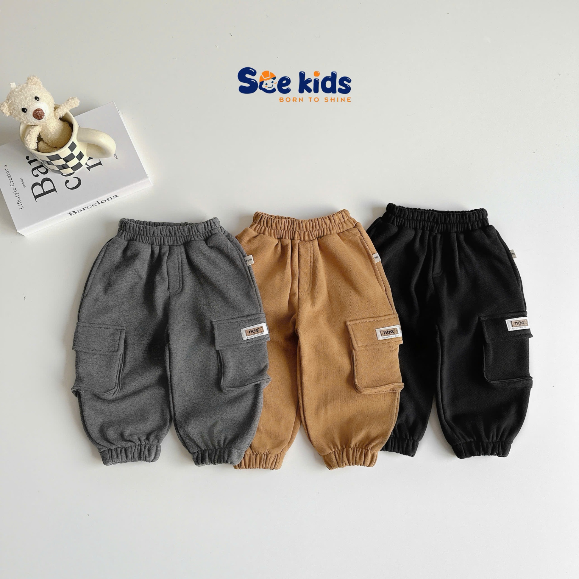 Quần nỉ da cua túi hộp SCE KIDS