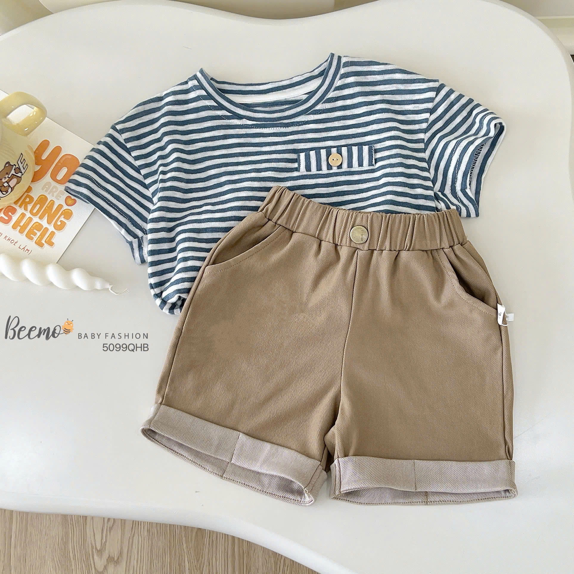 Quần short giả jeans gập gấu Beemo