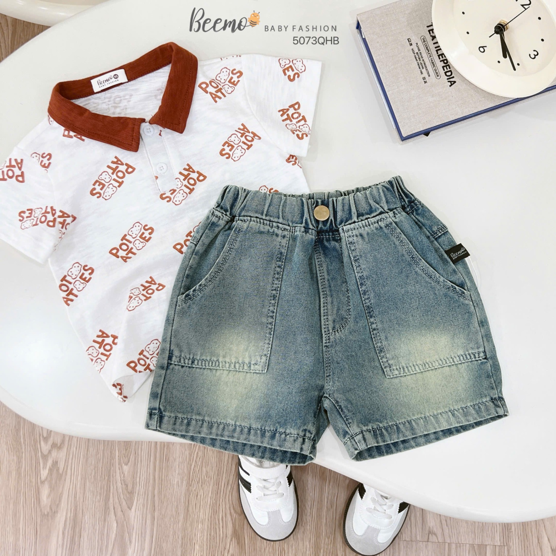 Quần short jeans phối túi Beemo