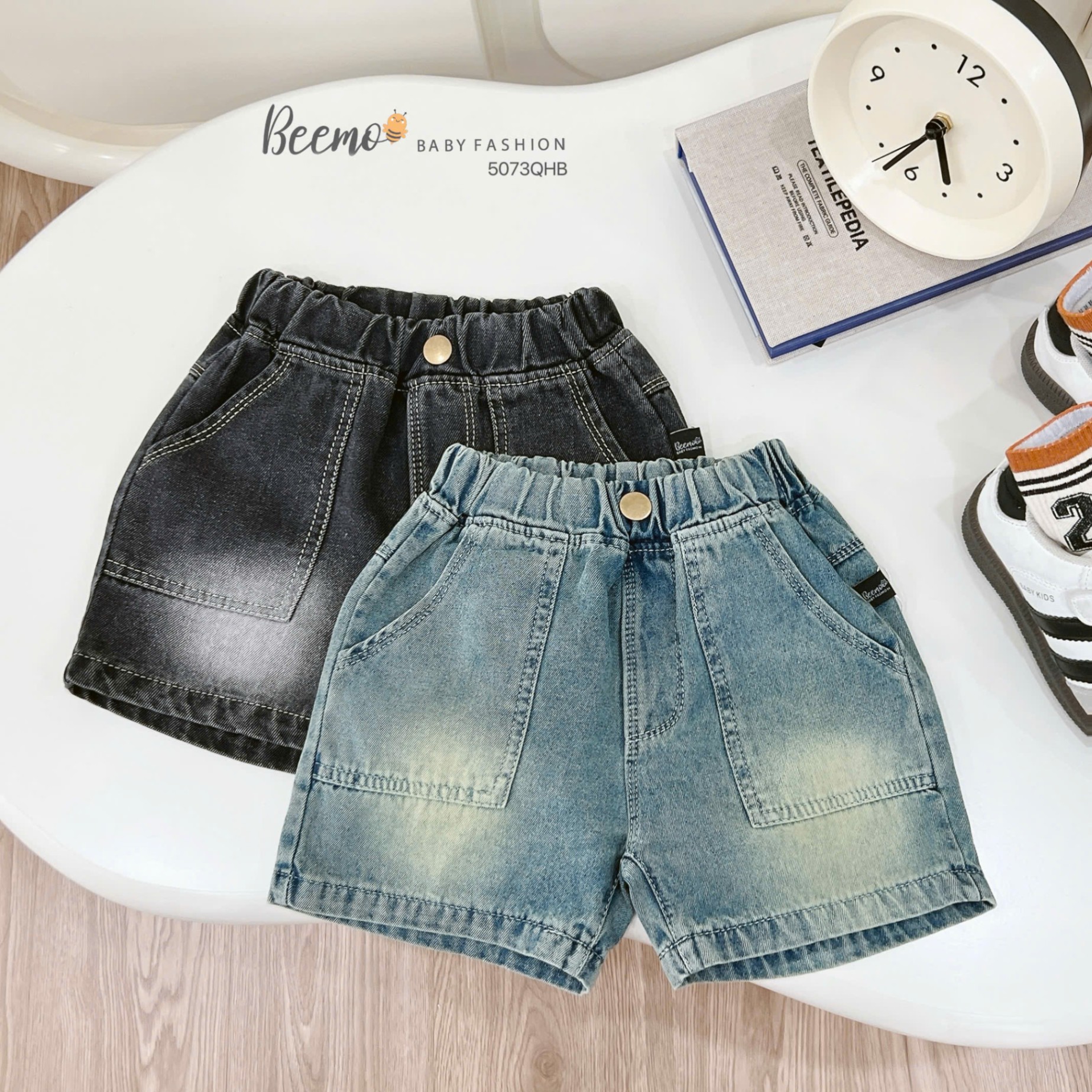 Quần short jeans phối túi Beemo