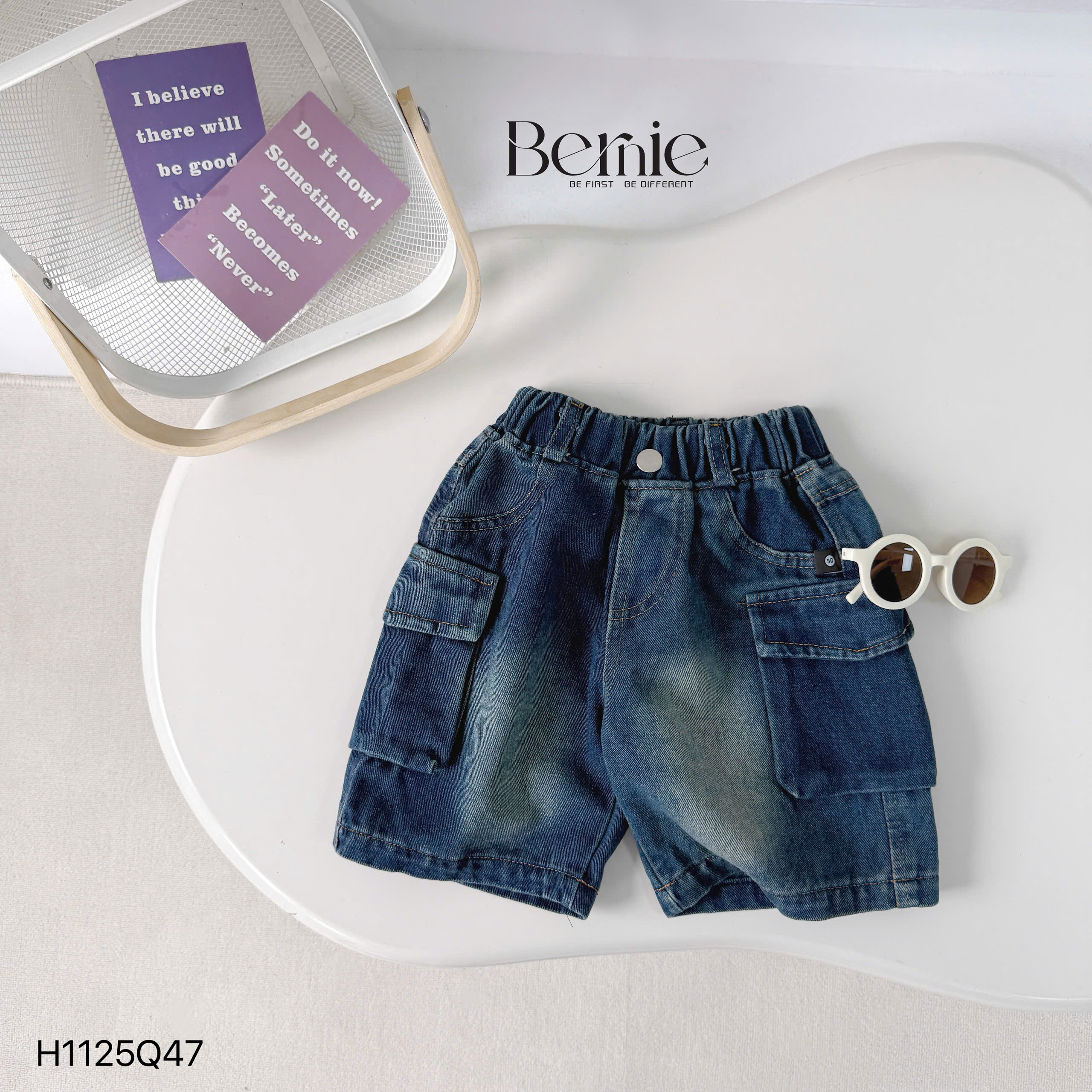 Quần short jeans túi hộp Bernie