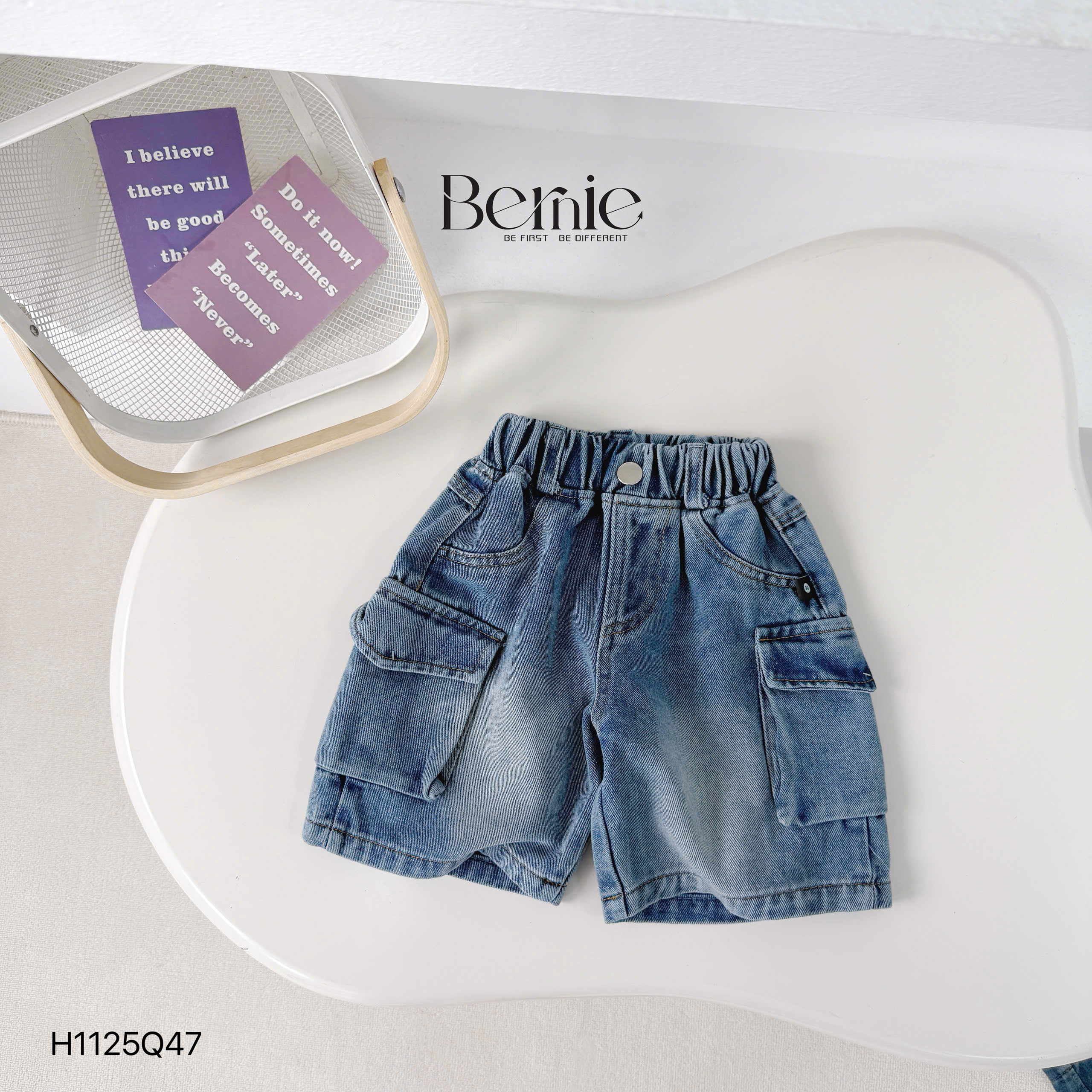 Quần short jeans túi hộp Bernie