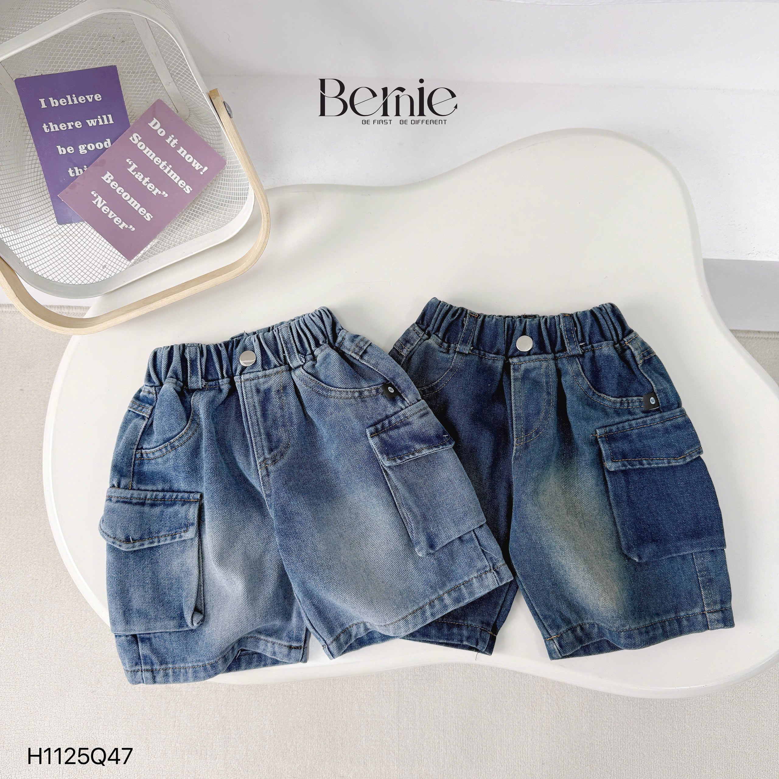 Quần short jeans túi hộp Bernie