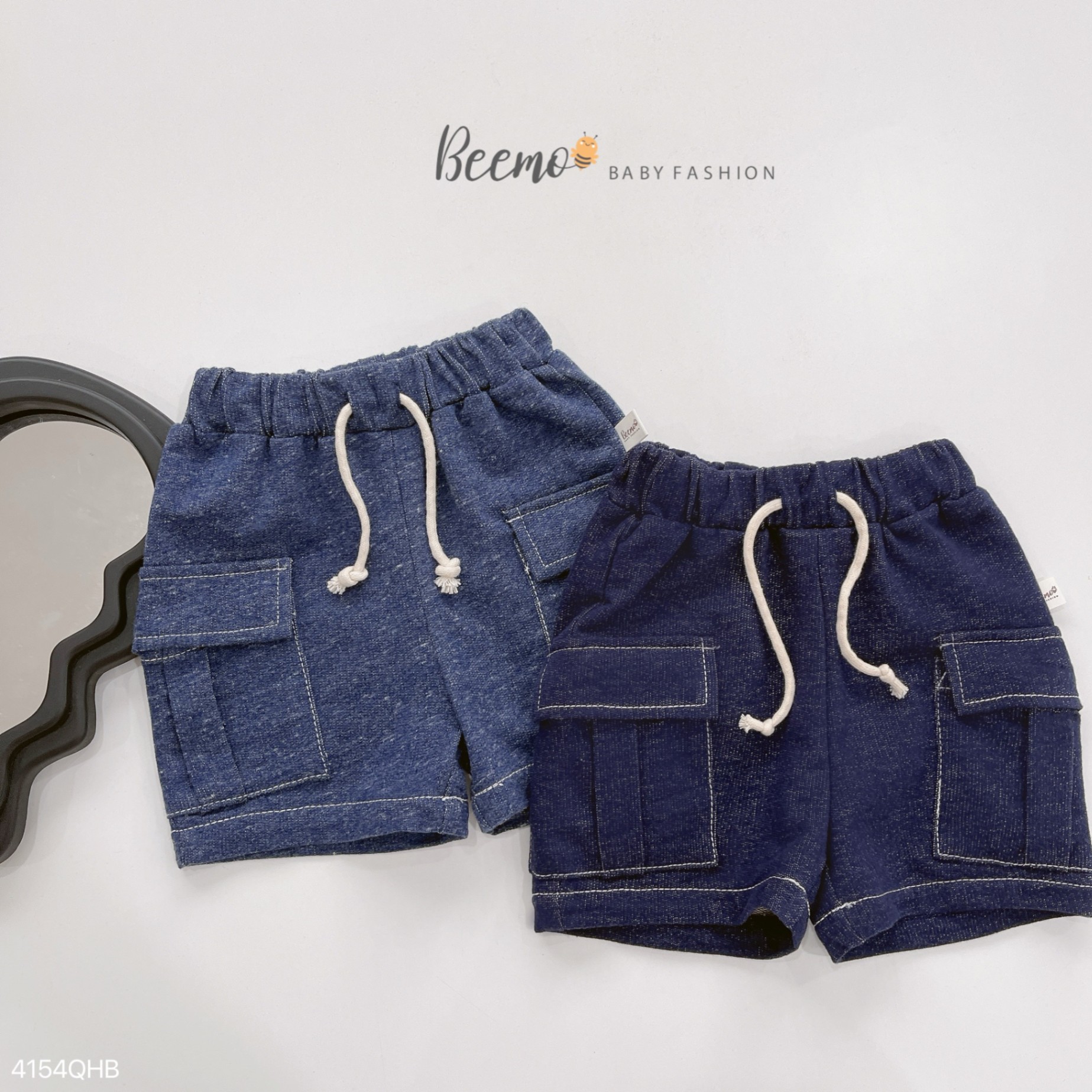 Quần short (sooc) giả bò túi hộp chỉ nổi Beemo cho bé trai