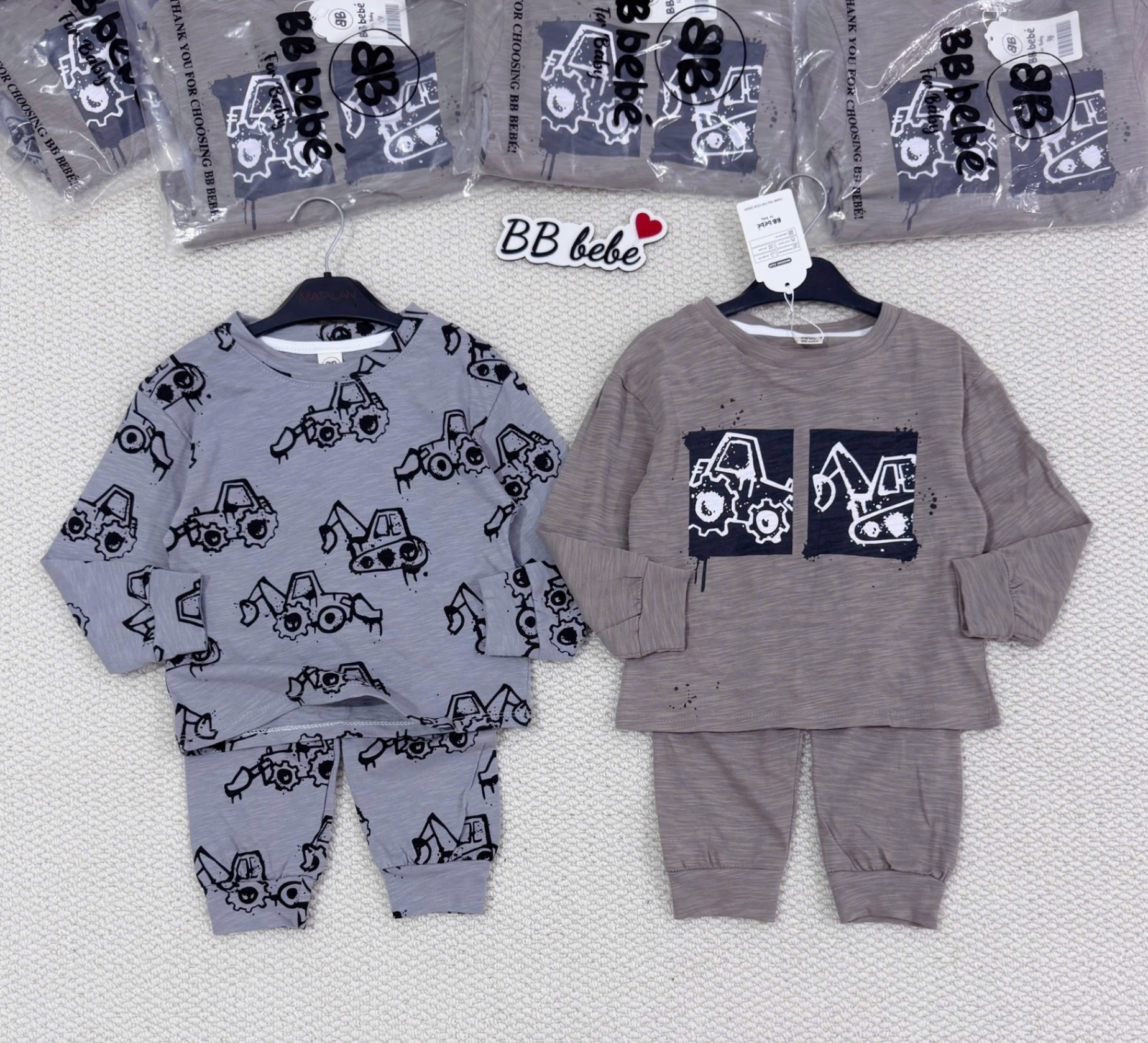 Set 2 bộ máy xúc tone xám VNXK