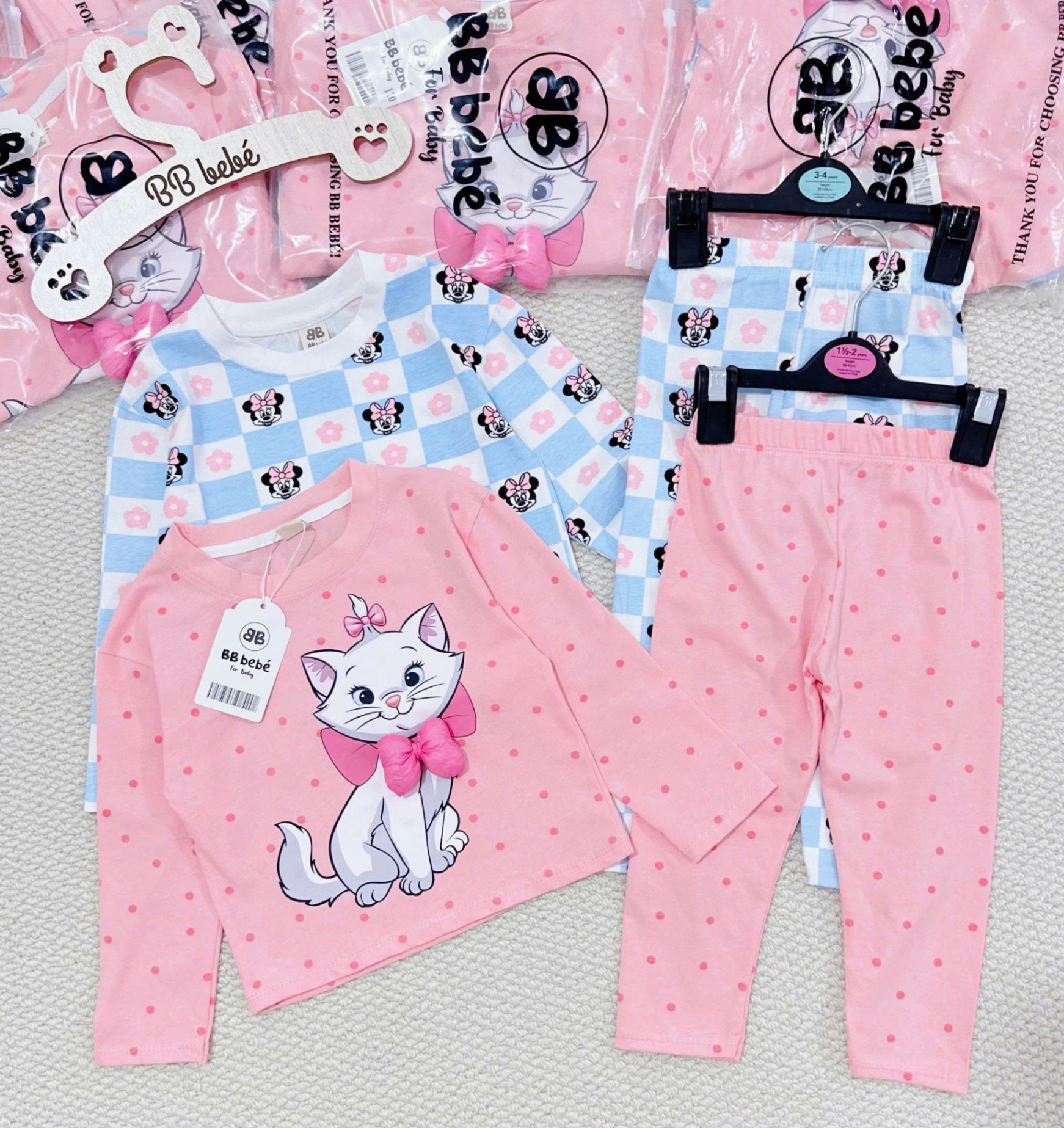 Set 2b mickey mèo nơ cho bé VNXK