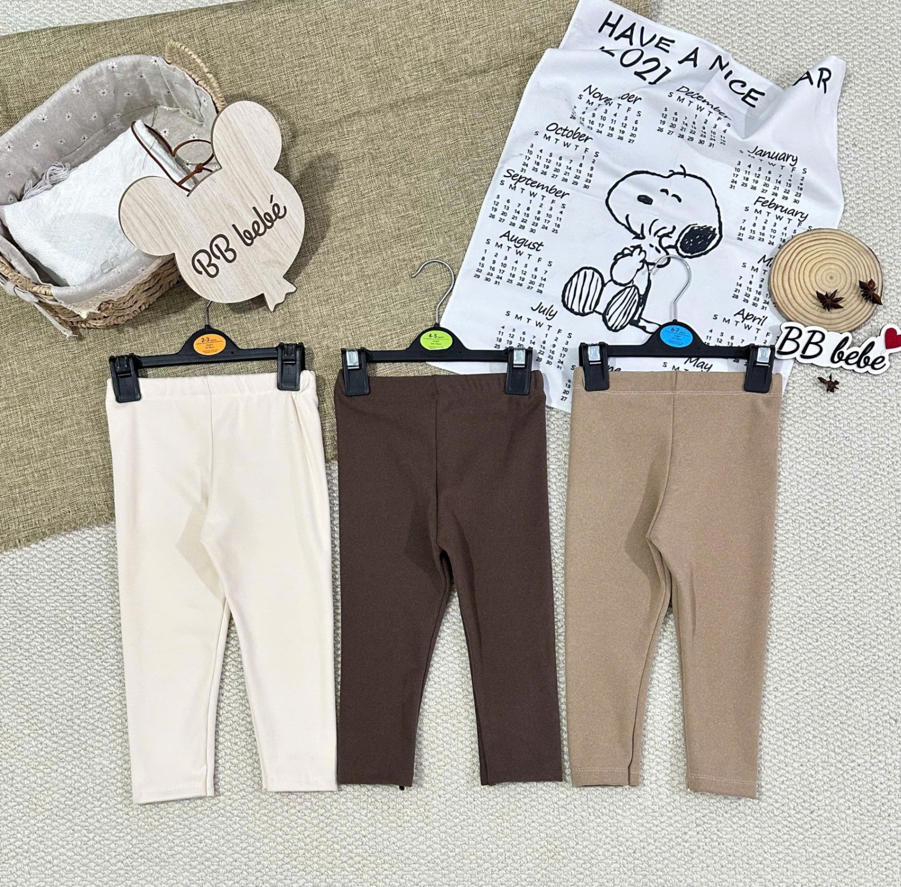 Set 3 quần legging lót lông VNXK cho bé