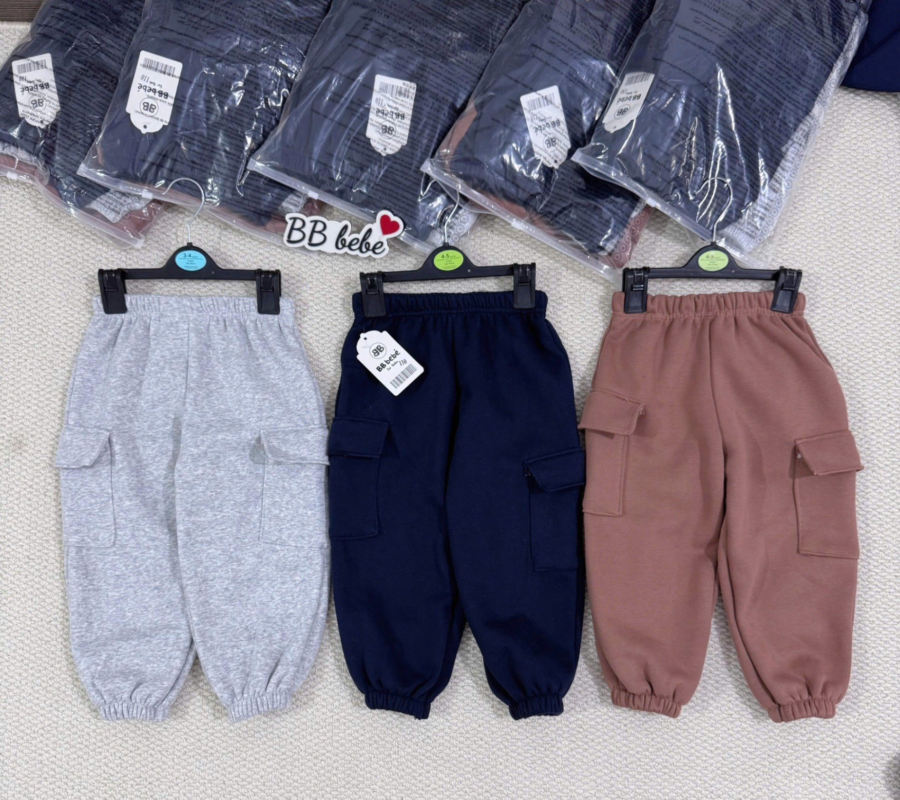 Set 3 quần nỉ túi hộp cho bé VNXK