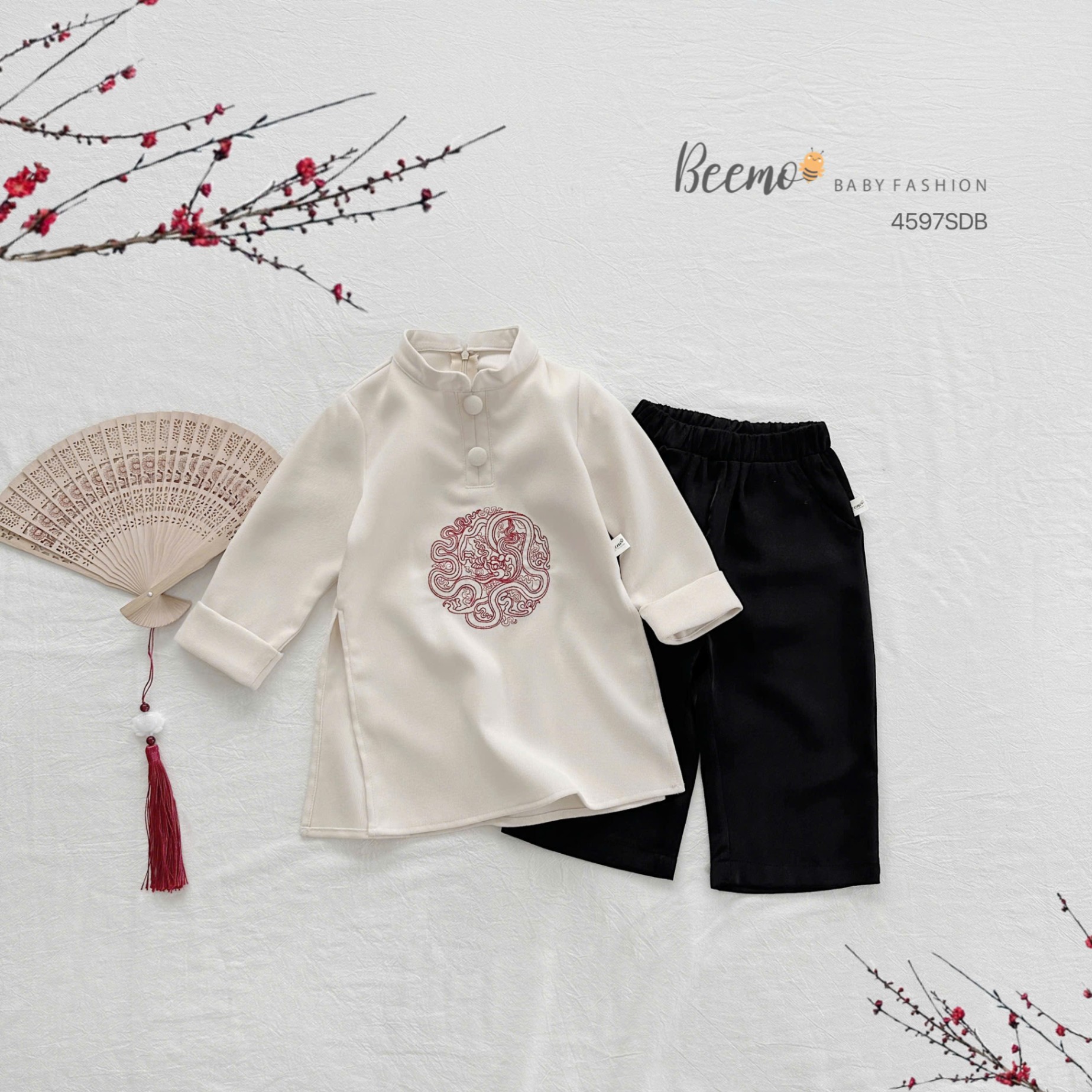 Set áo dài Tết bé trai Thiên Long Beemo