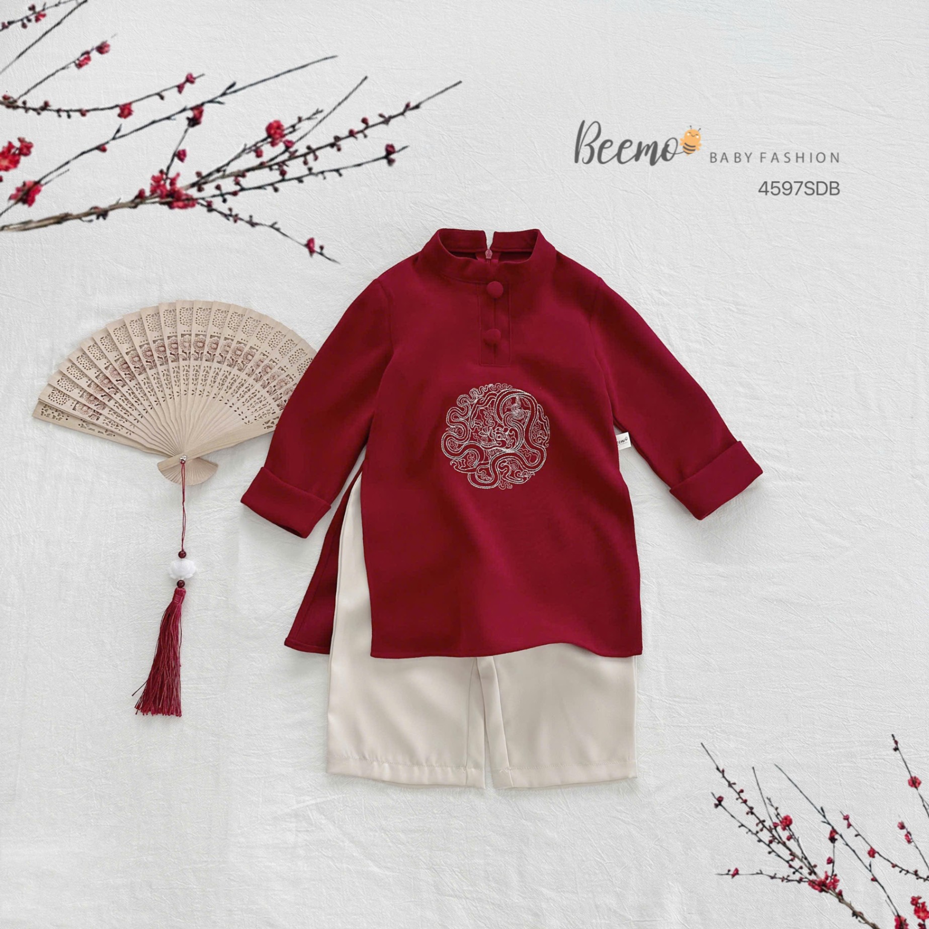 Set áo dài Tết bé trai Thiên Long Beemo