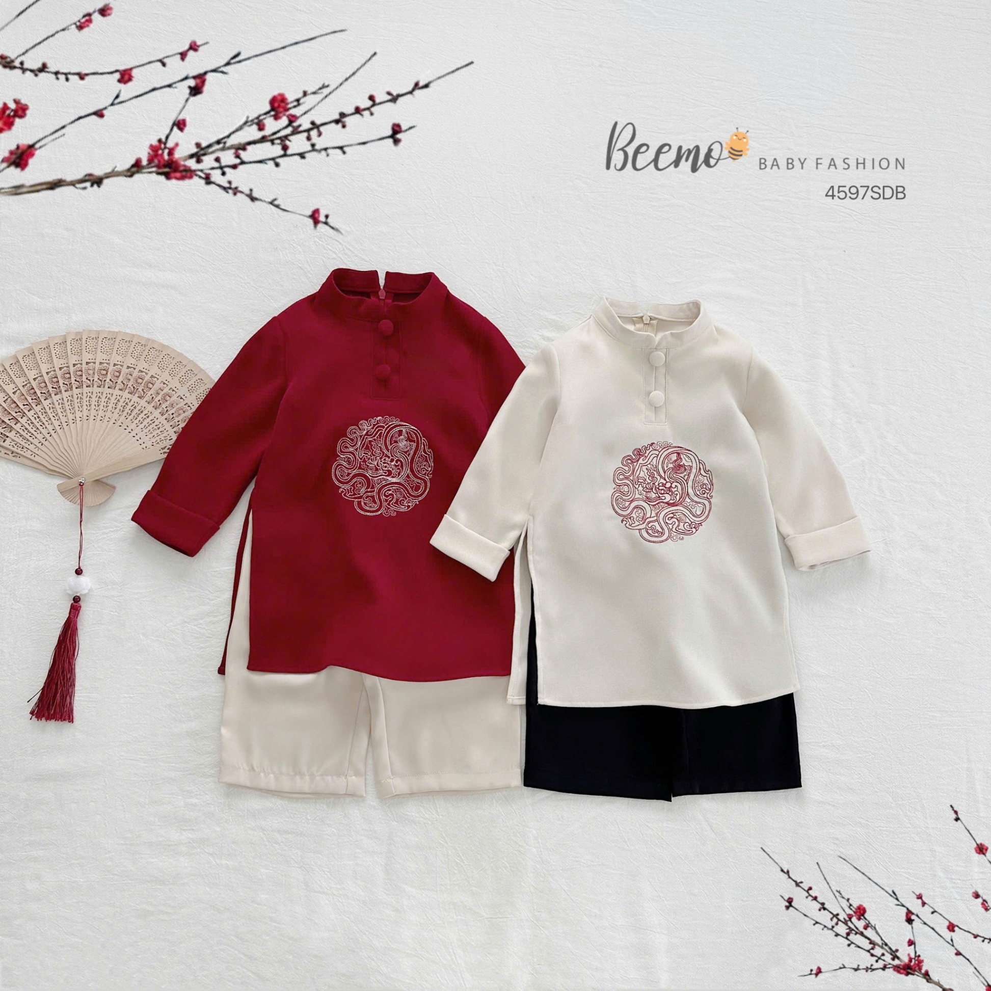 Set áo dài Tết bé trai Thiên Long Beemo