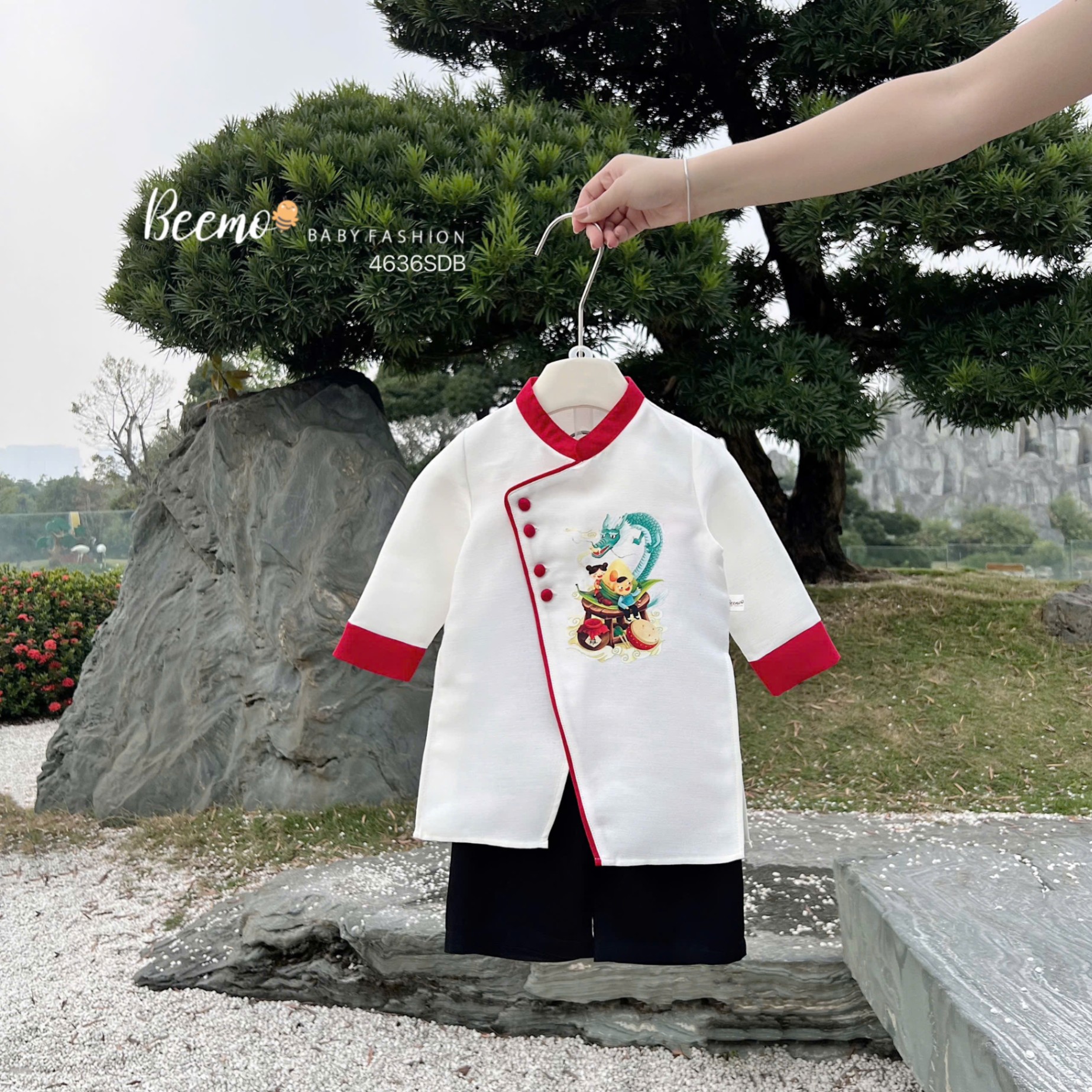 Set áo dài tết bé trai Xuân Long Beemo