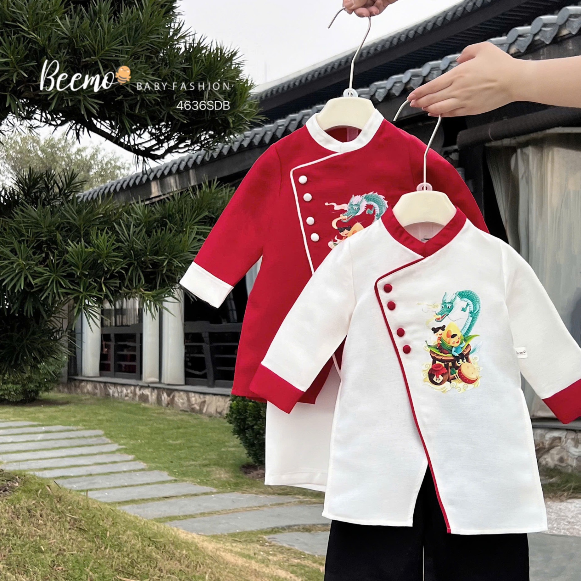 Set áo dài tết bé trai Xuân Long Beemo