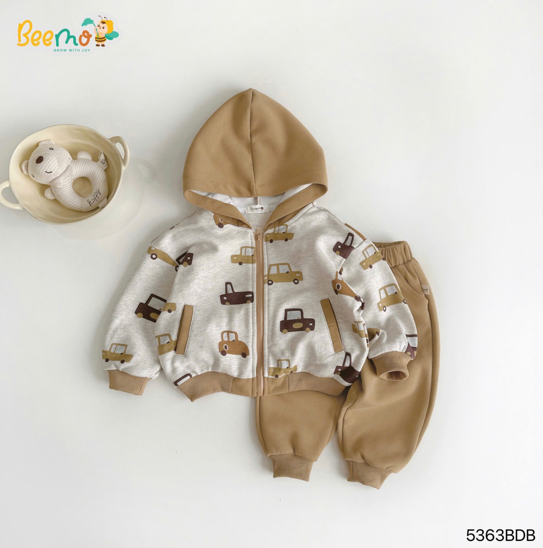 Set áo khoác hoodie in tràn ô tô Beemo