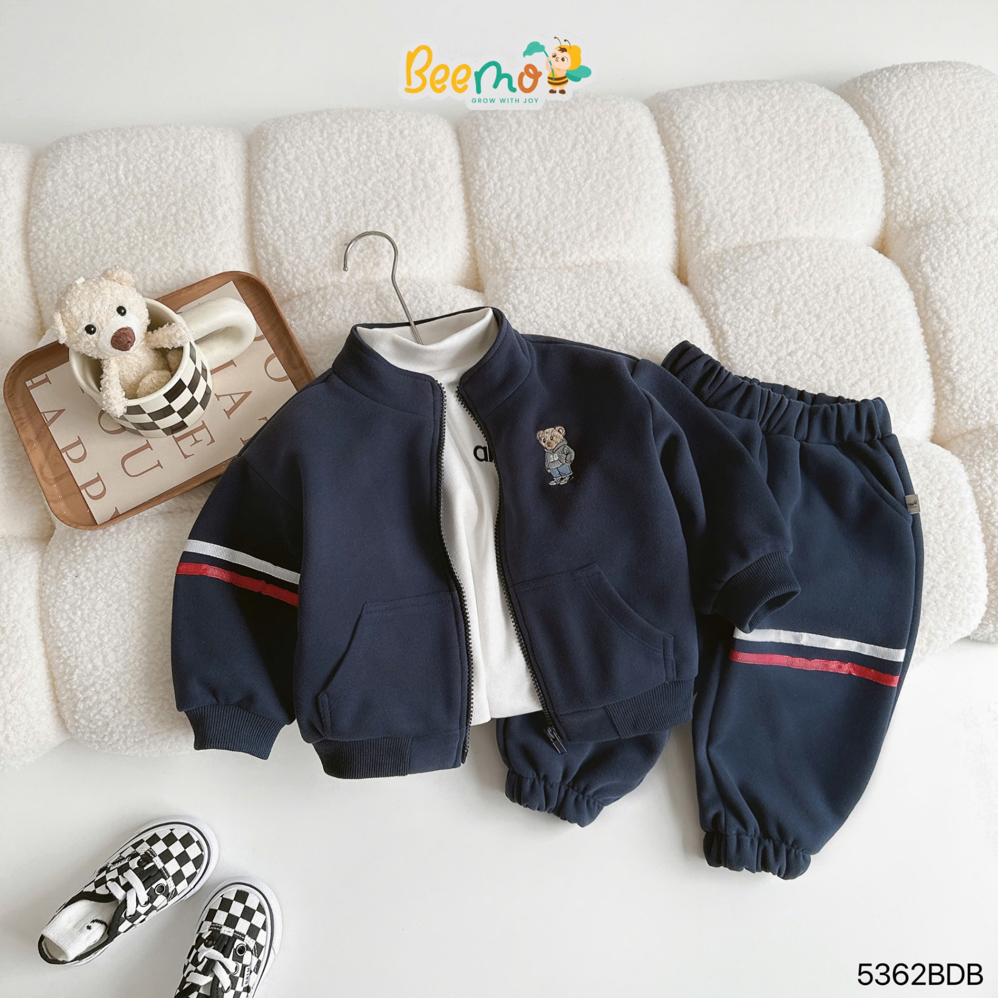Set áo khoác nỉ thêu gấu Beemo