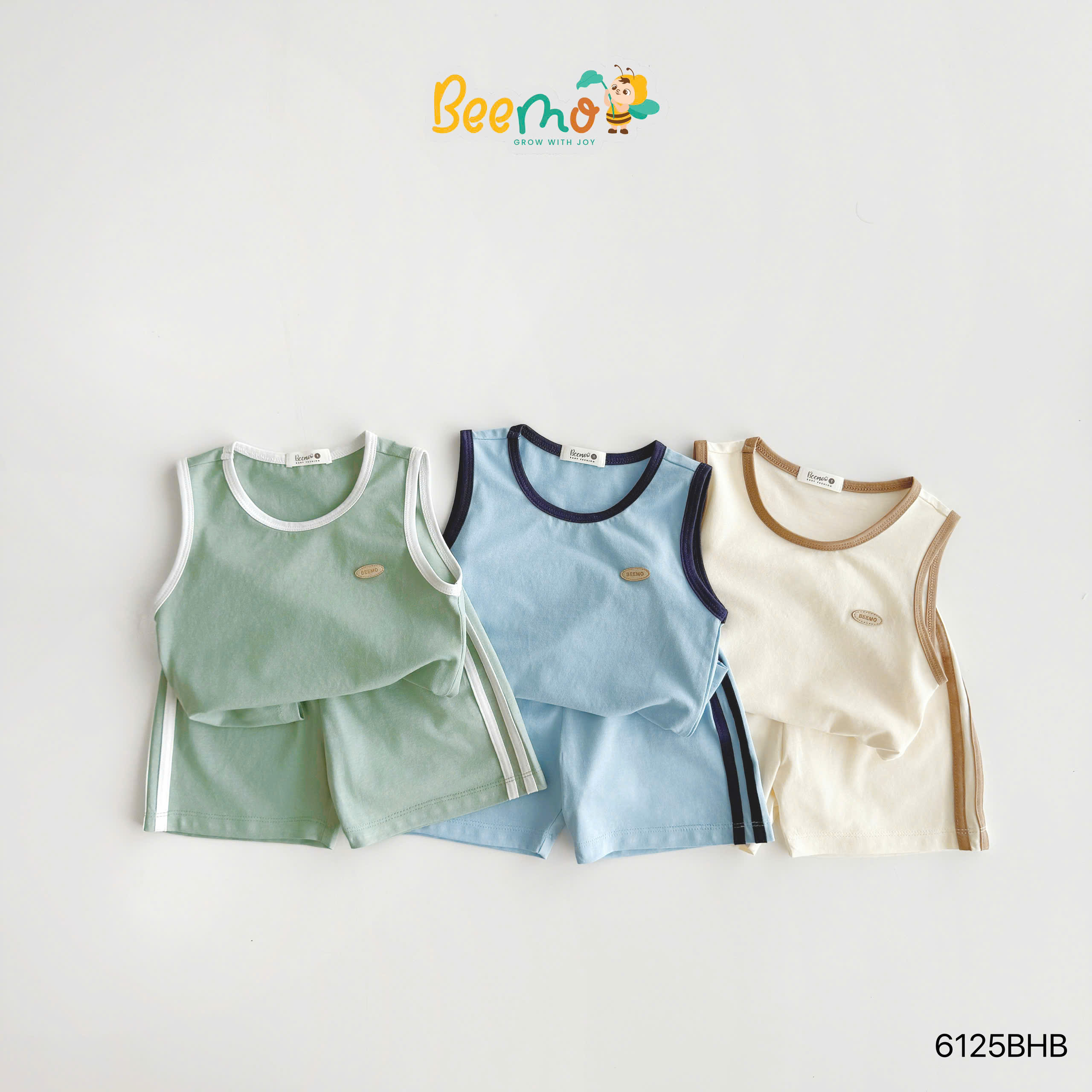Set ba lỗ cotton tag da Beemo
