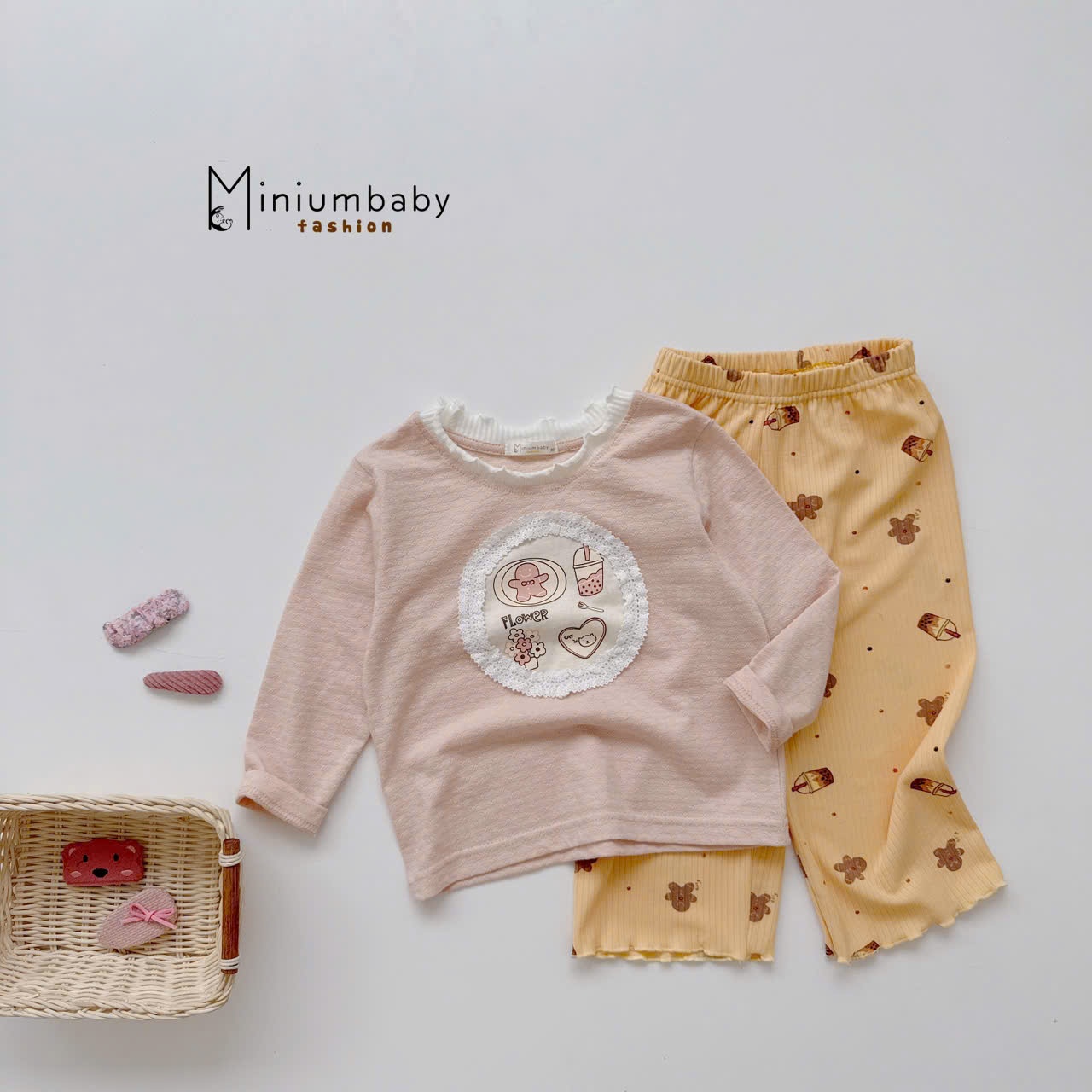 Set bé gái dài tay quần xuông MINIUMBABY