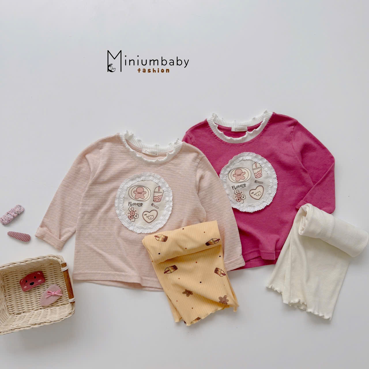 Set bé gái dài tay quần xuông MINIUMBABY