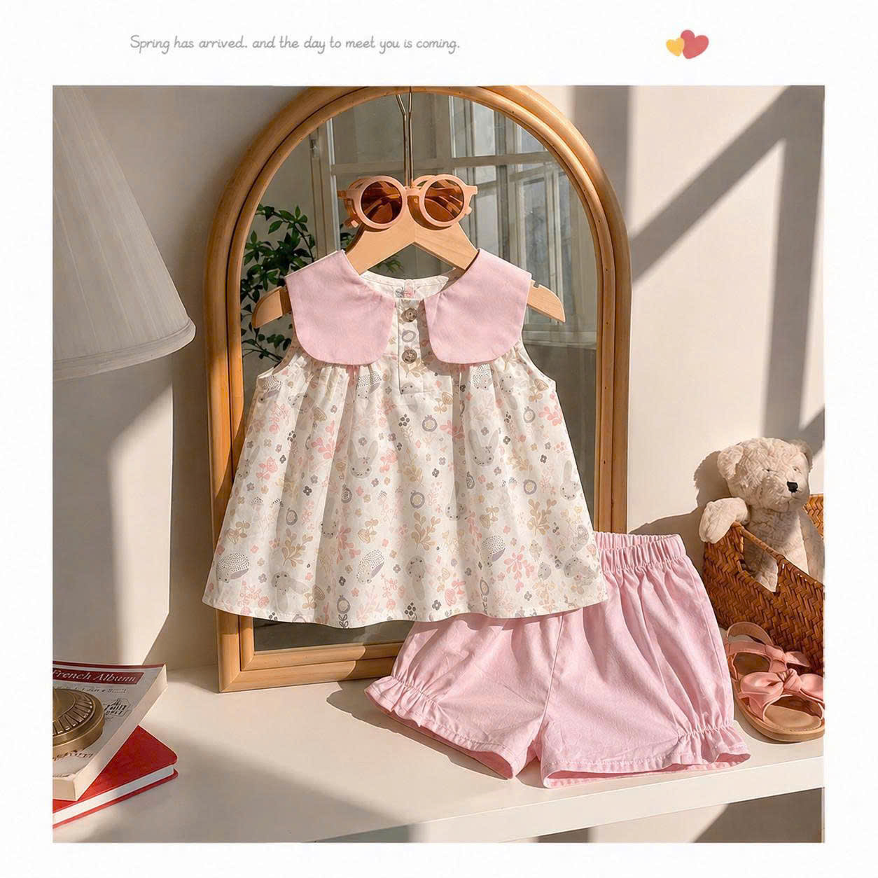 Set bộ cổ vuông hoa nhí ngọt ngào OPKIDS