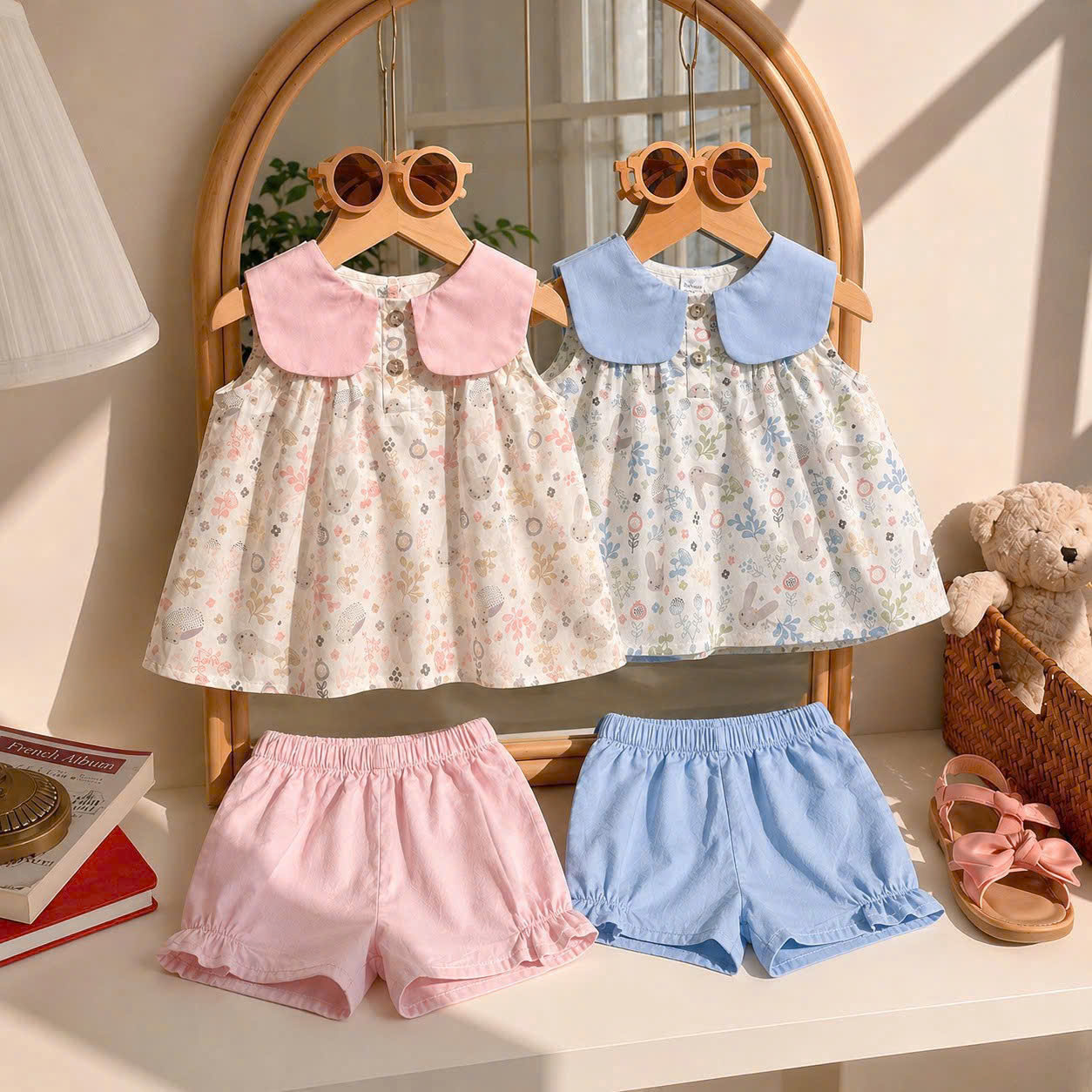 Set bộ cổ vuông hoa nhí ngọt ngào OPKIDS