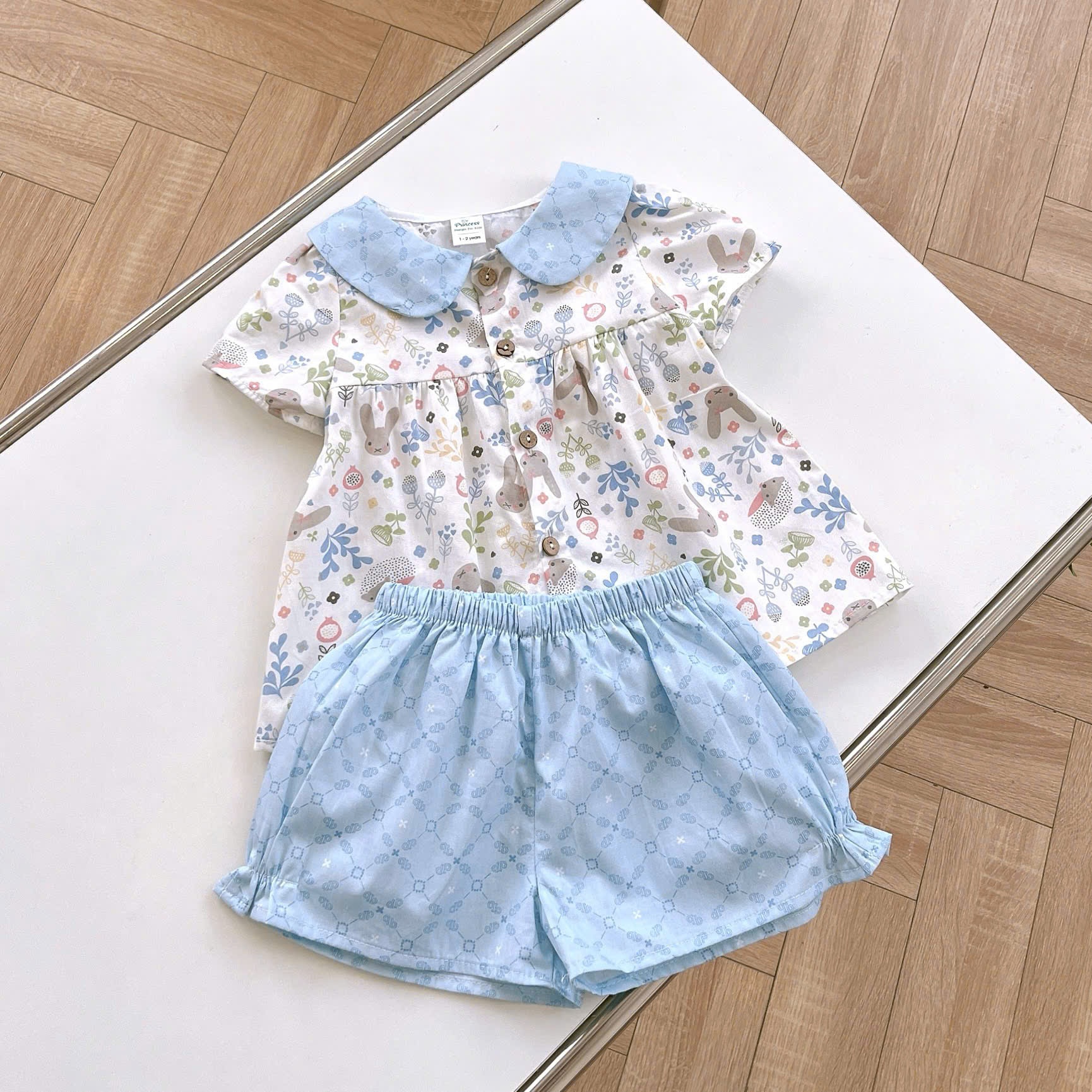 Set bộ cộc tay cổ sen thỏ OPKIDS