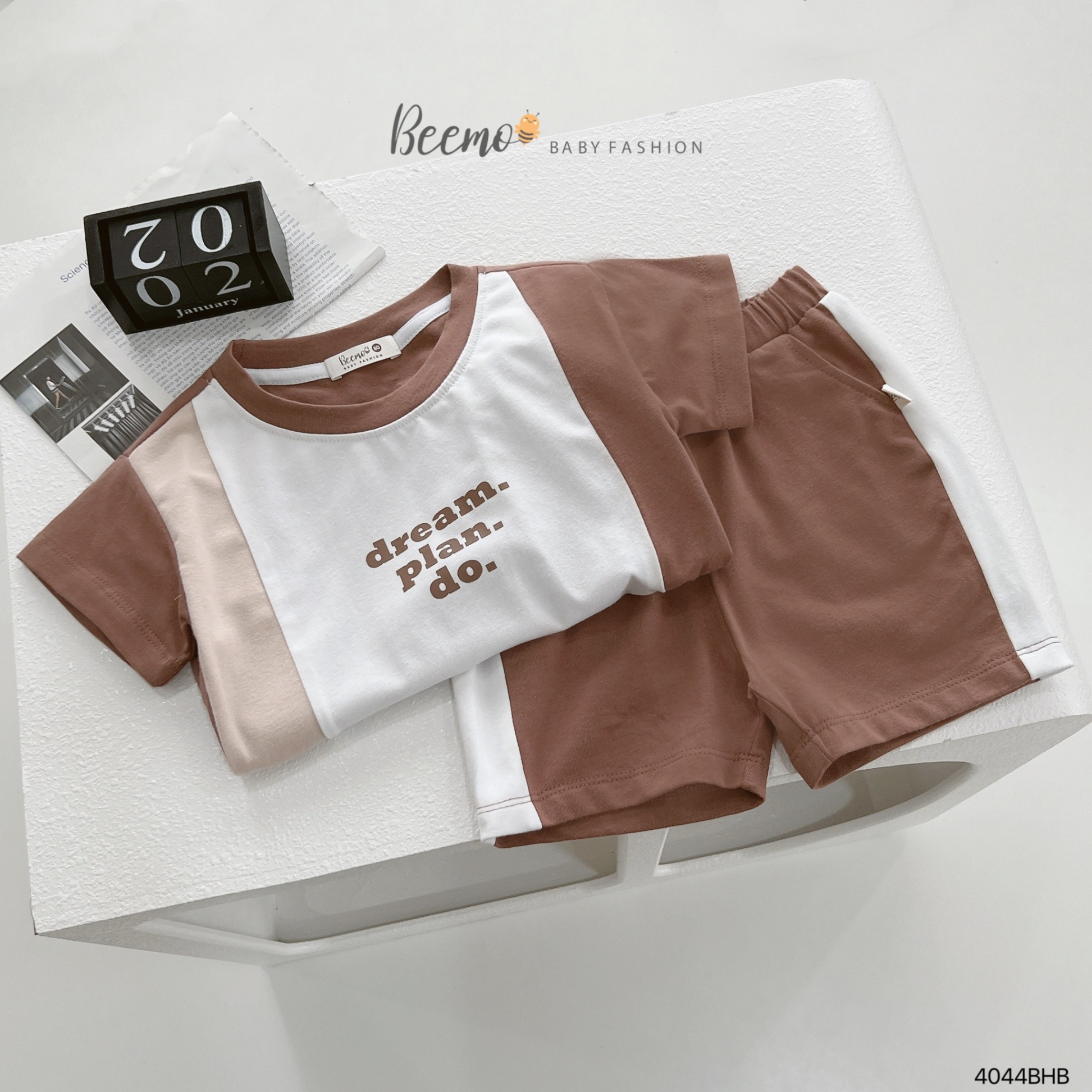 Set bộ cotton phối thân cộc tay cá tính Beemo