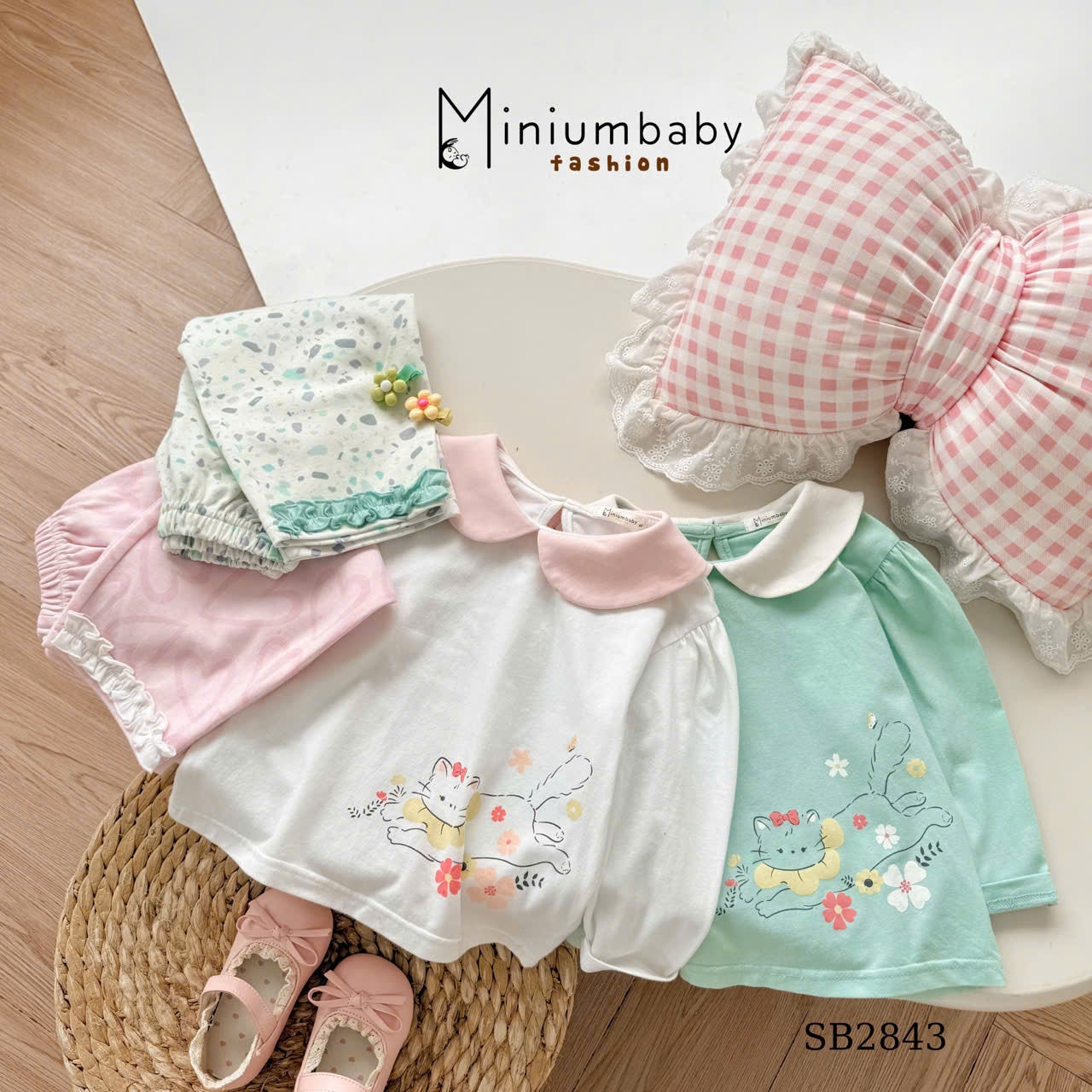 Set cổ sen in hình mèo con MINIUMBABY