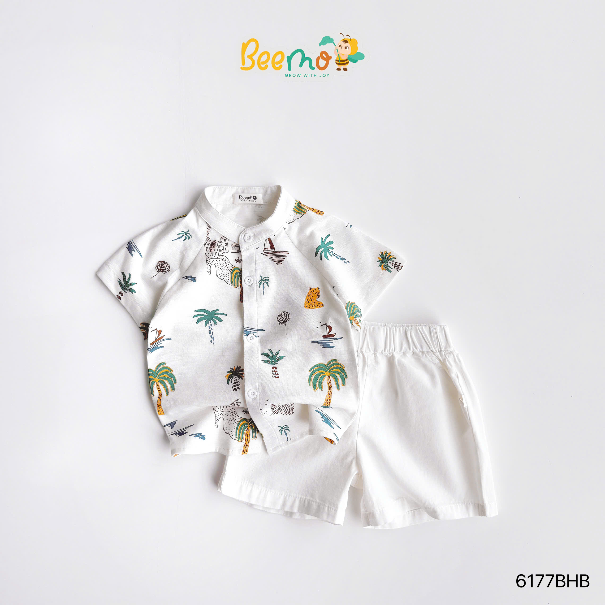 Set cộc tay cổ tàu in hình cây dừa Beemo