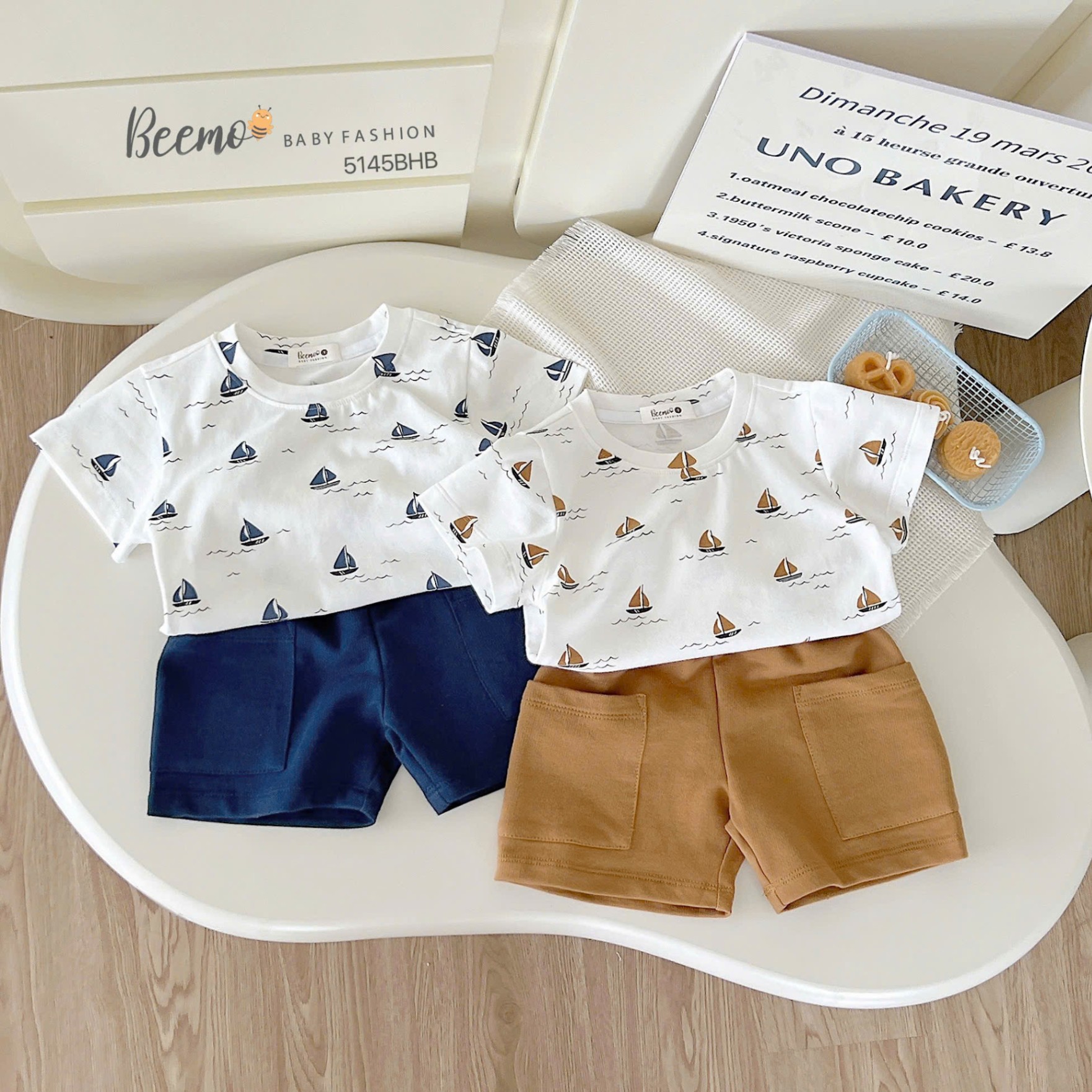 Set cộc tay in tràn hình con thuyền Beemo