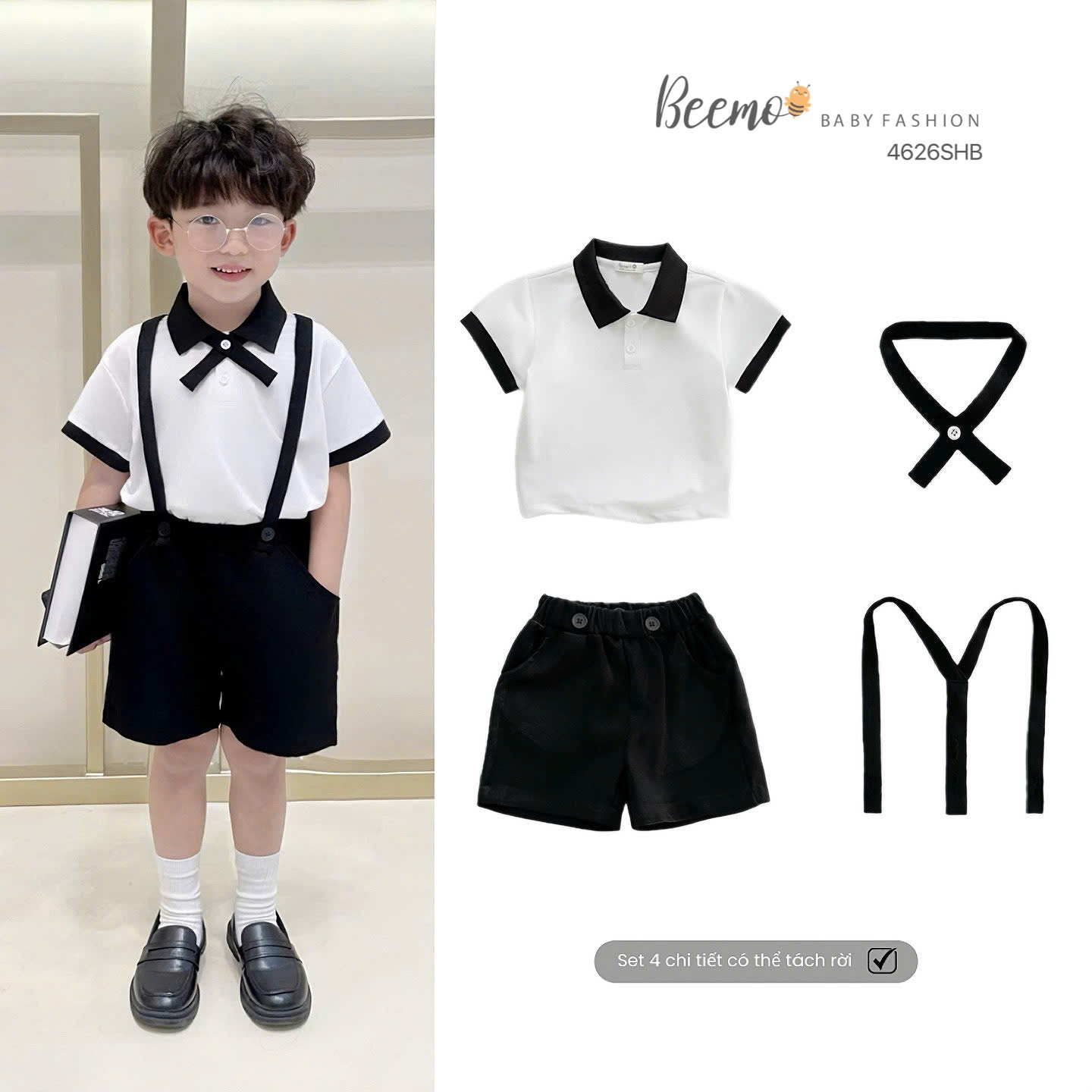 Set cộc tay polo đai 4 chi tiết Beemo