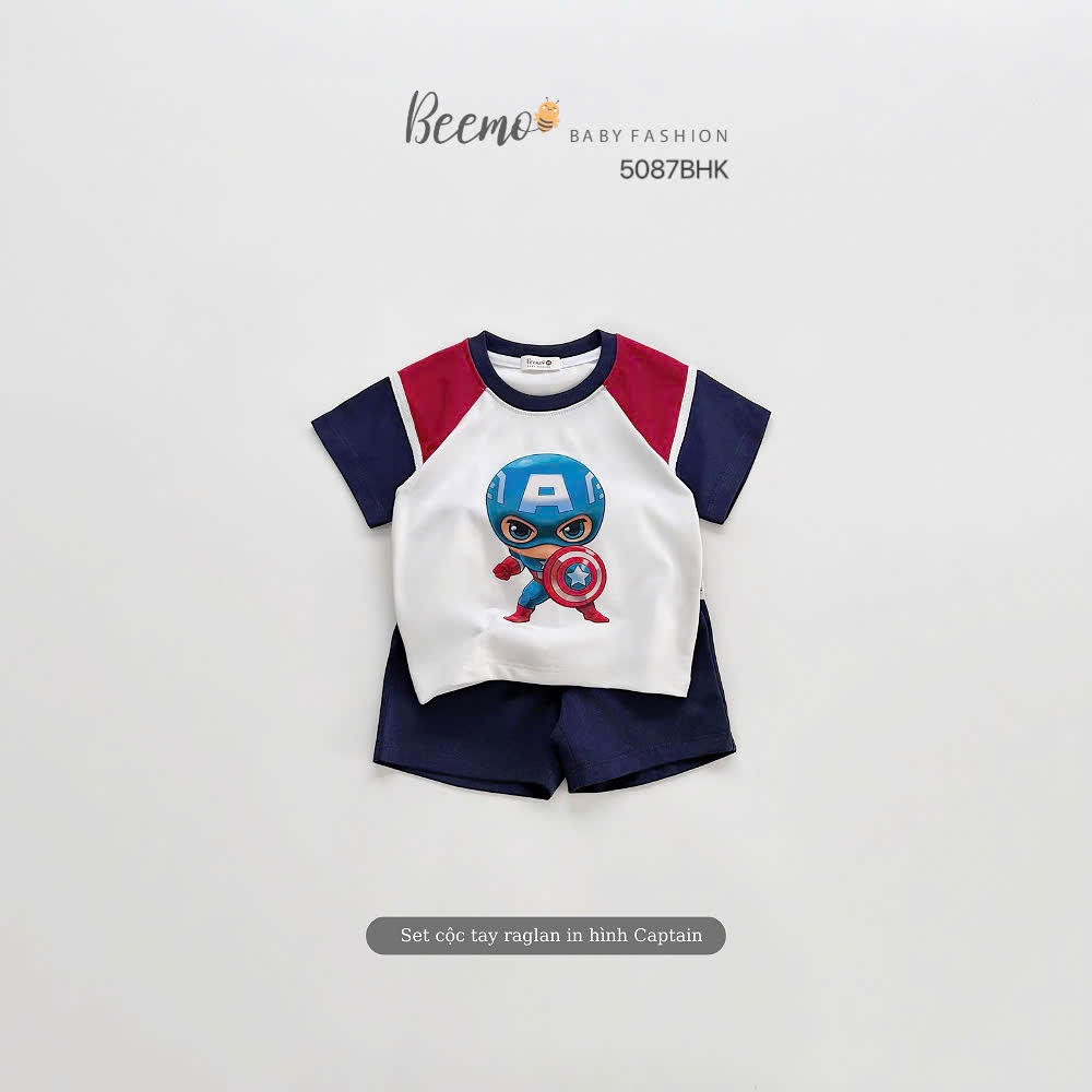 Set cộc tay raglan in hình Captain American Beemo