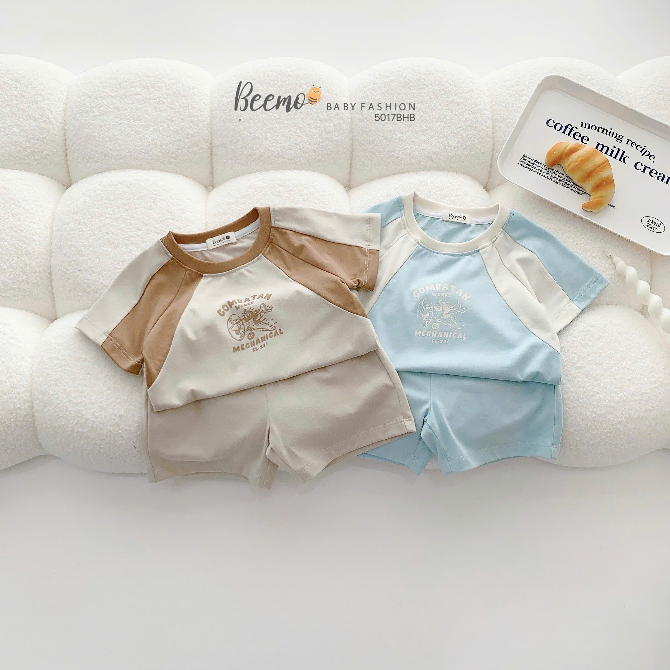 Set cộc tay raglan in hình máy bay Beemo