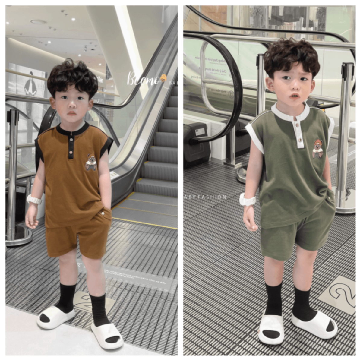 Set cotton ba lỗ gấu stay cool Beemo cho bé