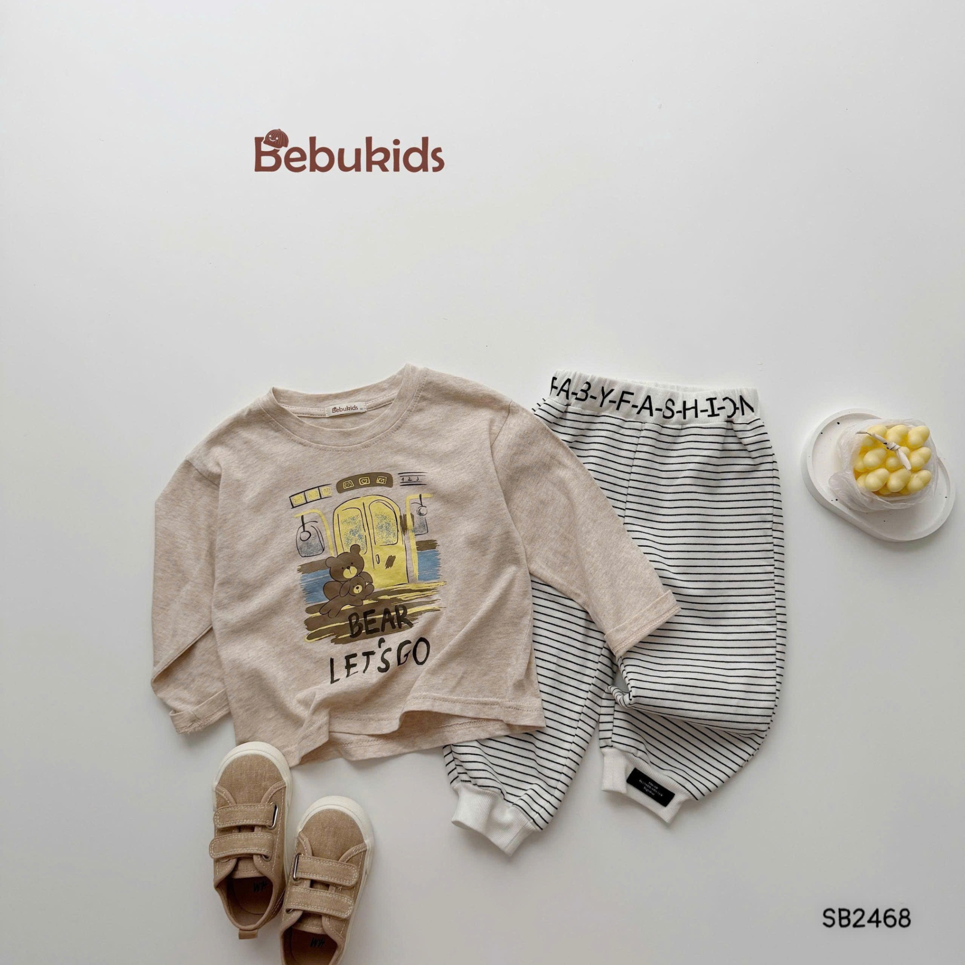 Set cotton dài tay in hình gấu BEBUKIDS