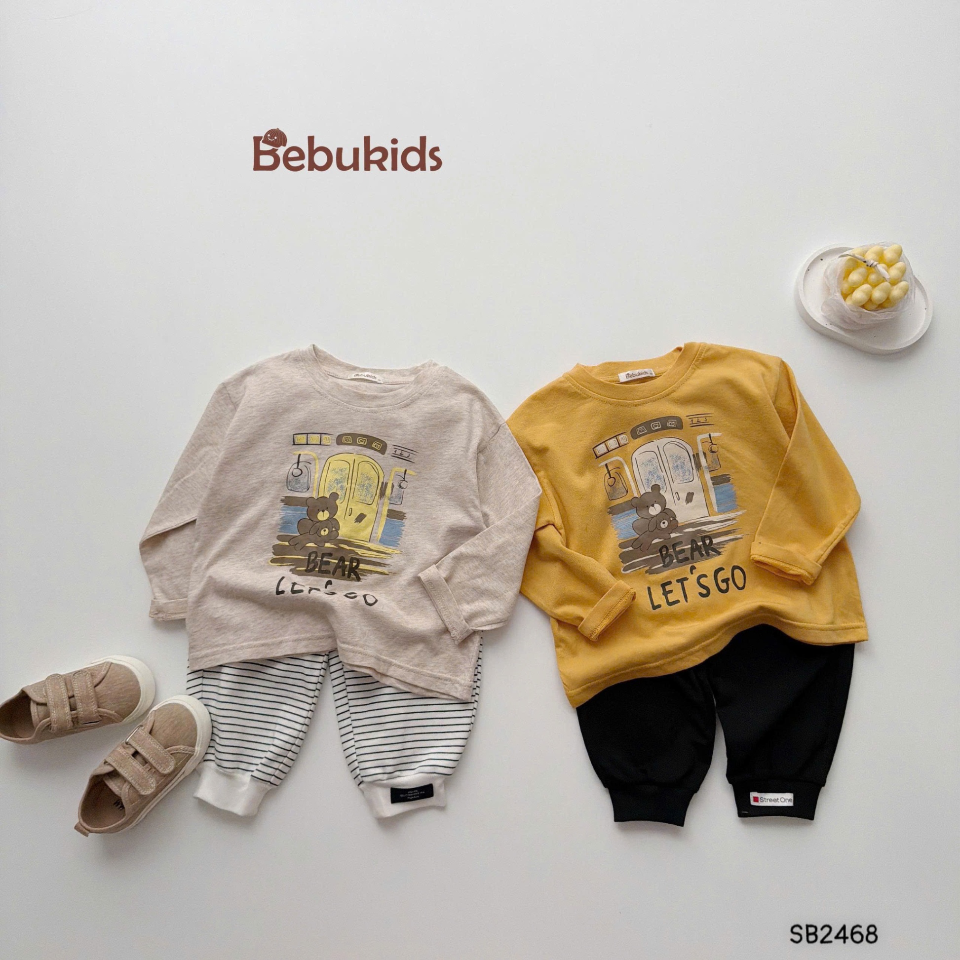 Set cotton dài tay in hình gấu BEBUKIDS
