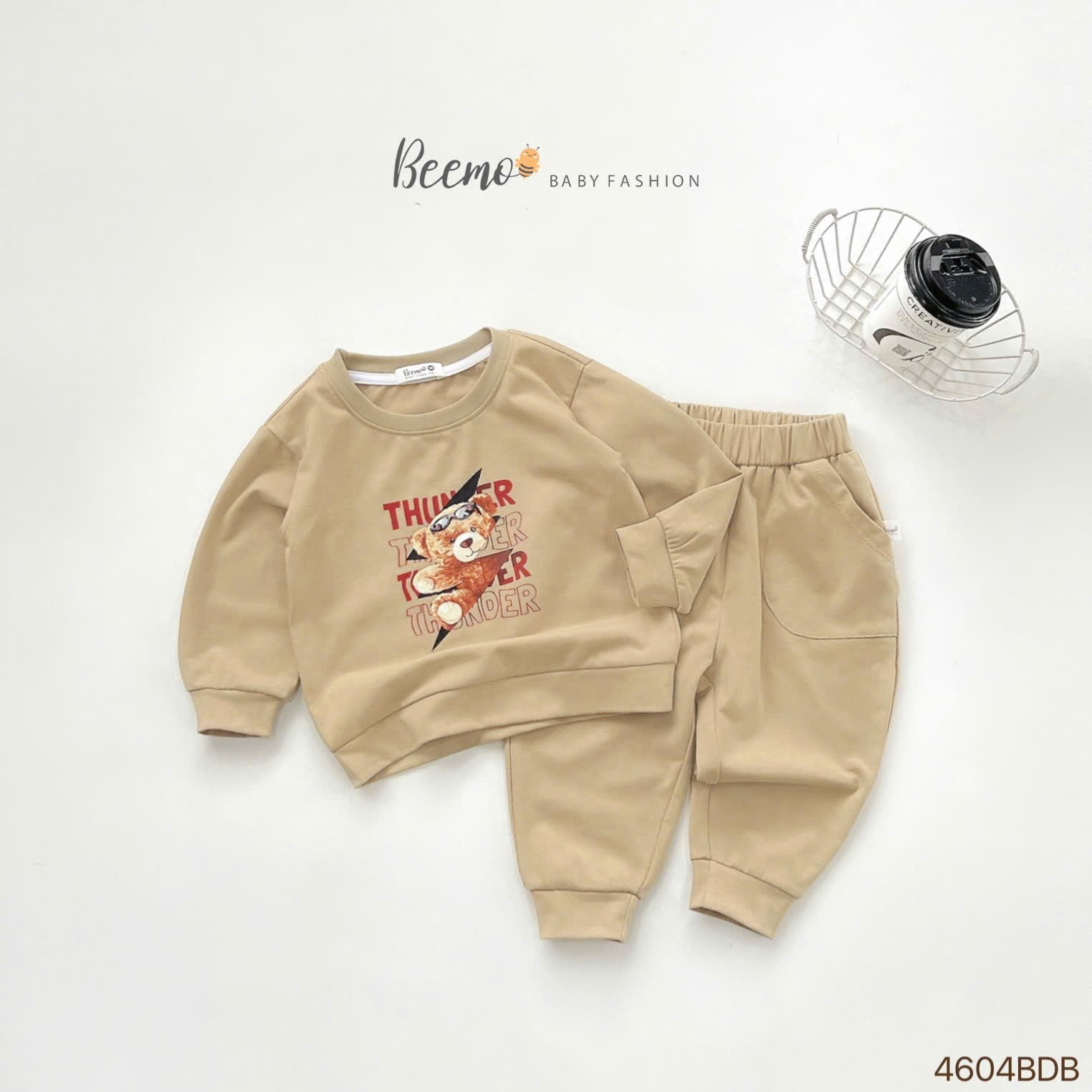 Set cotton dài tay in hình gấu Beemo cho bé