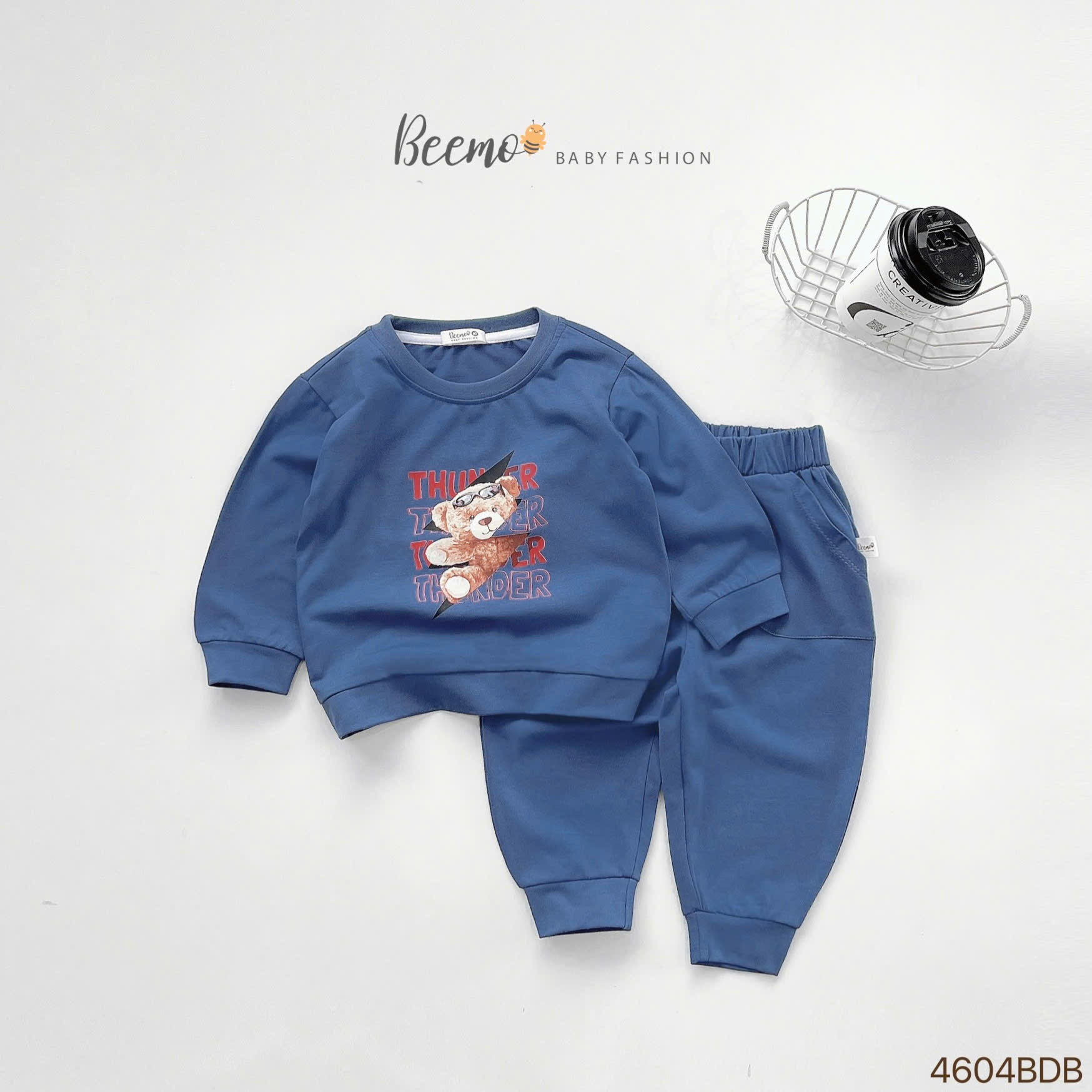 Set cotton dài tay in hình gấu Beemo cho bé