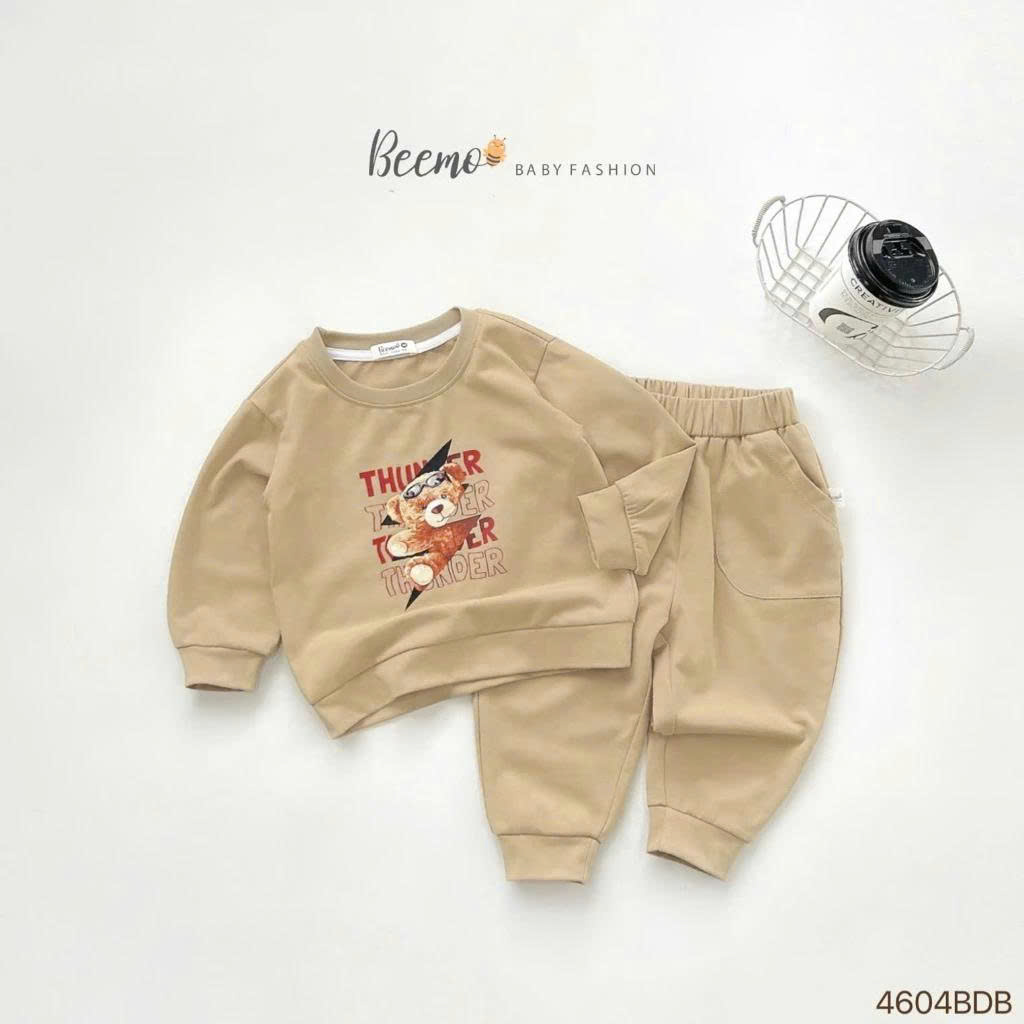 Set cotton dài tay in hình gấu Beemo cho bé