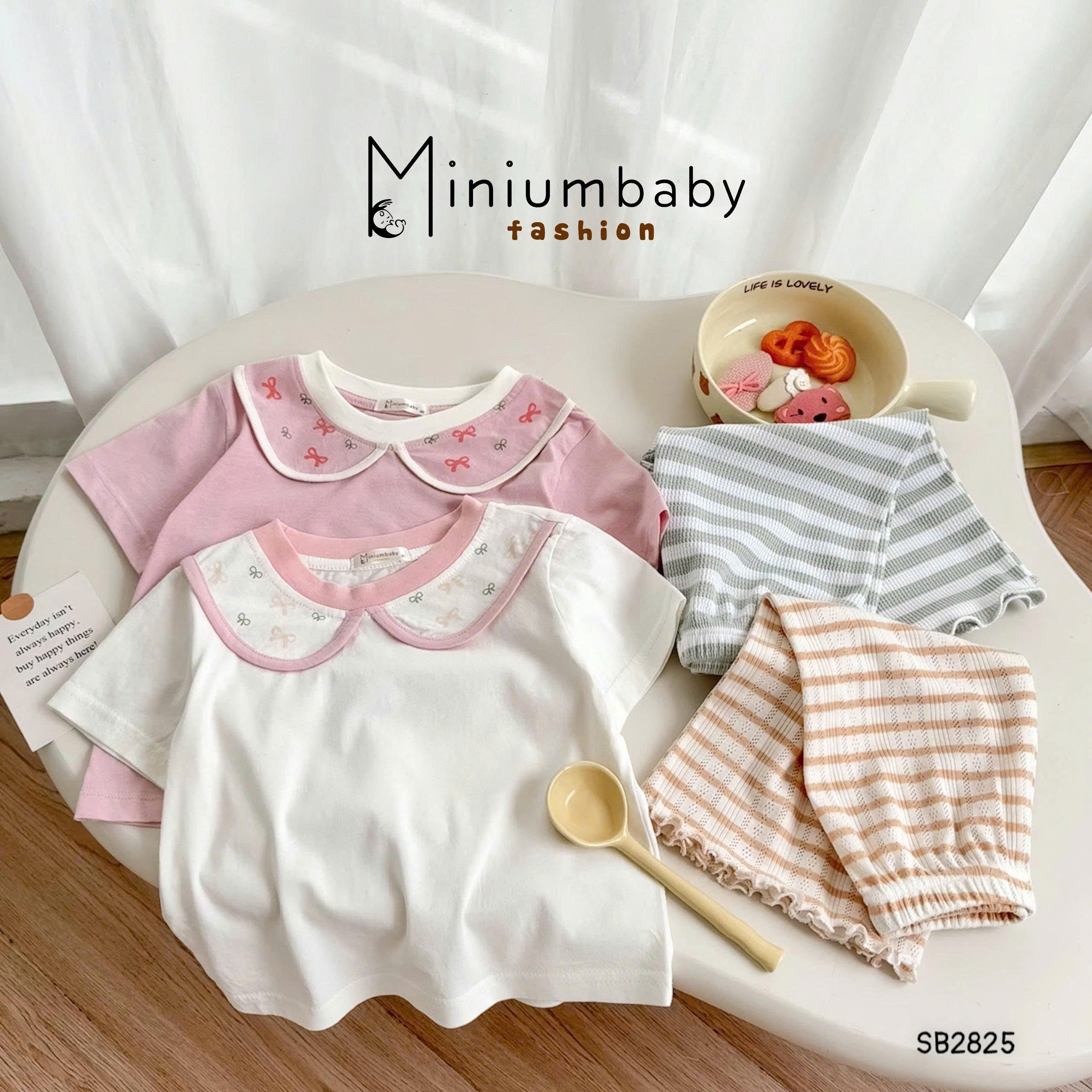Set cotton lửng cổ sen MINIUMBABY