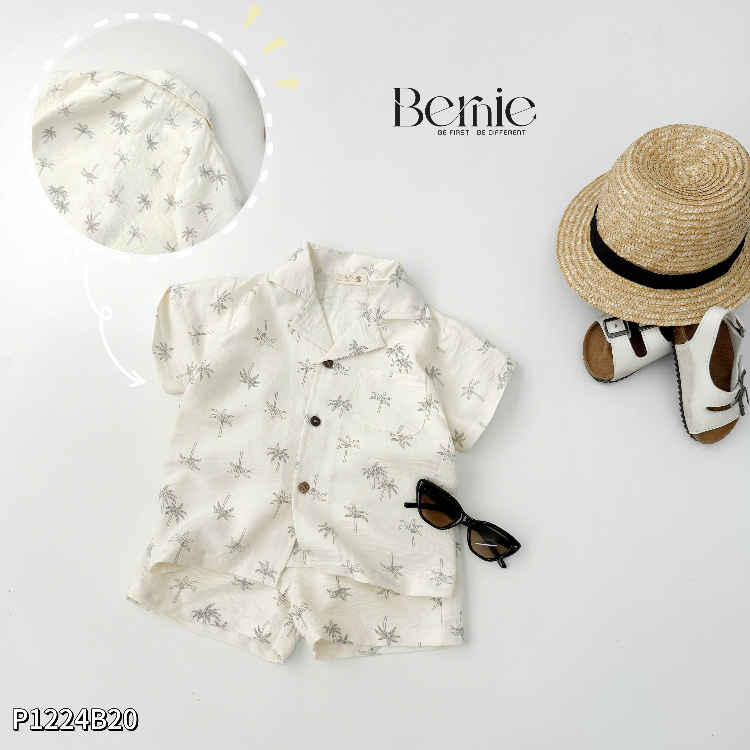 Set đũi đi biển họa tiết cây dừa Bernie