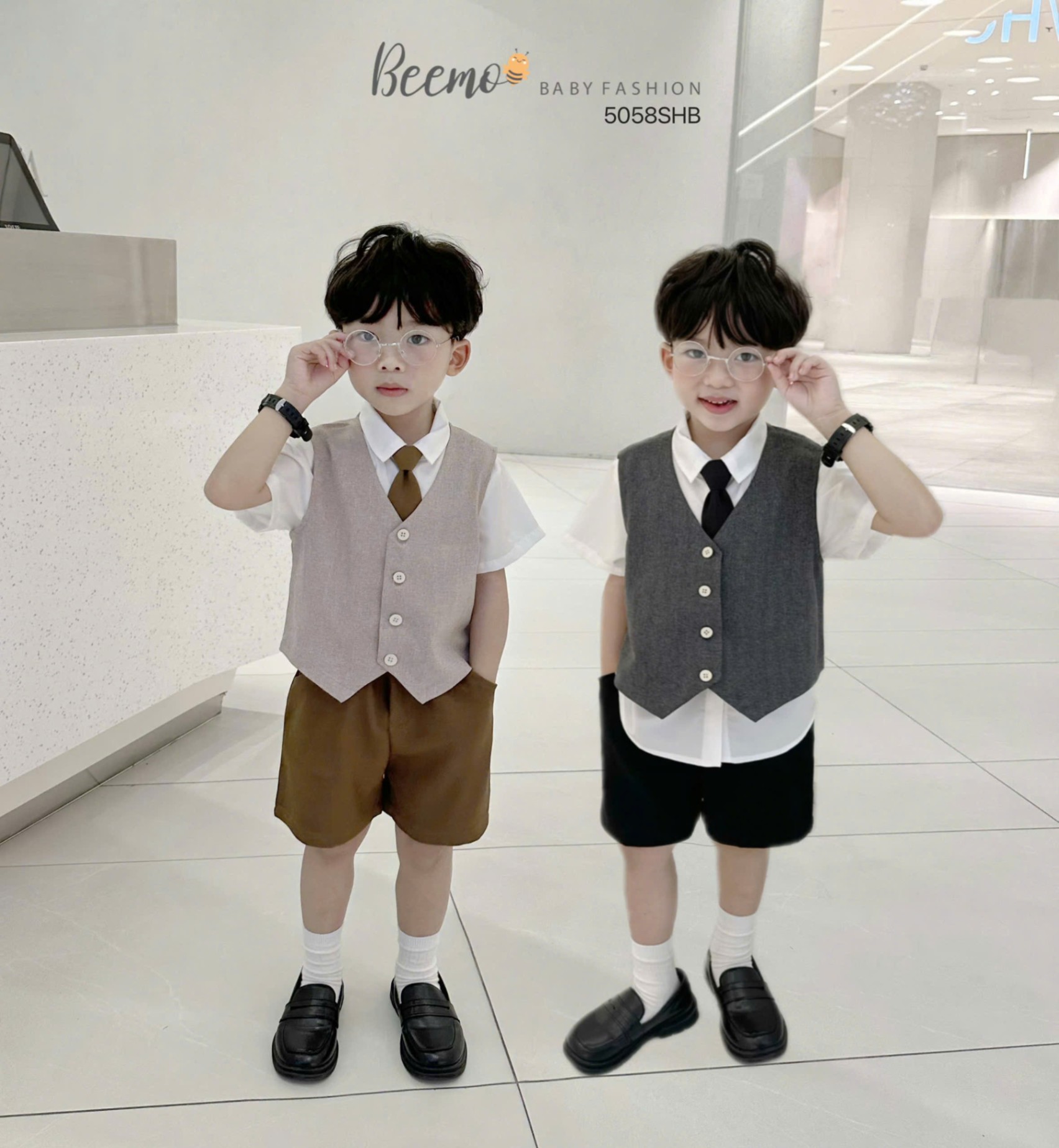 Set gile công tử cộc tay 4 chi tiết Beemo