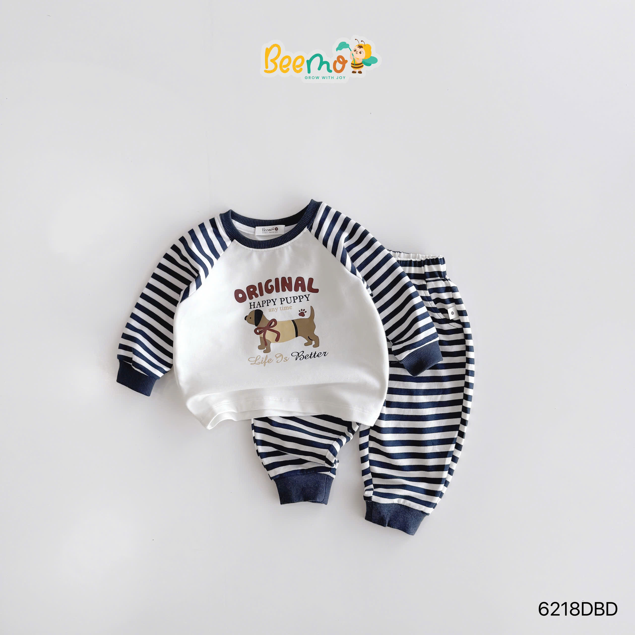 Set kẻ da cá phối thân in hình chú chó Beemo
