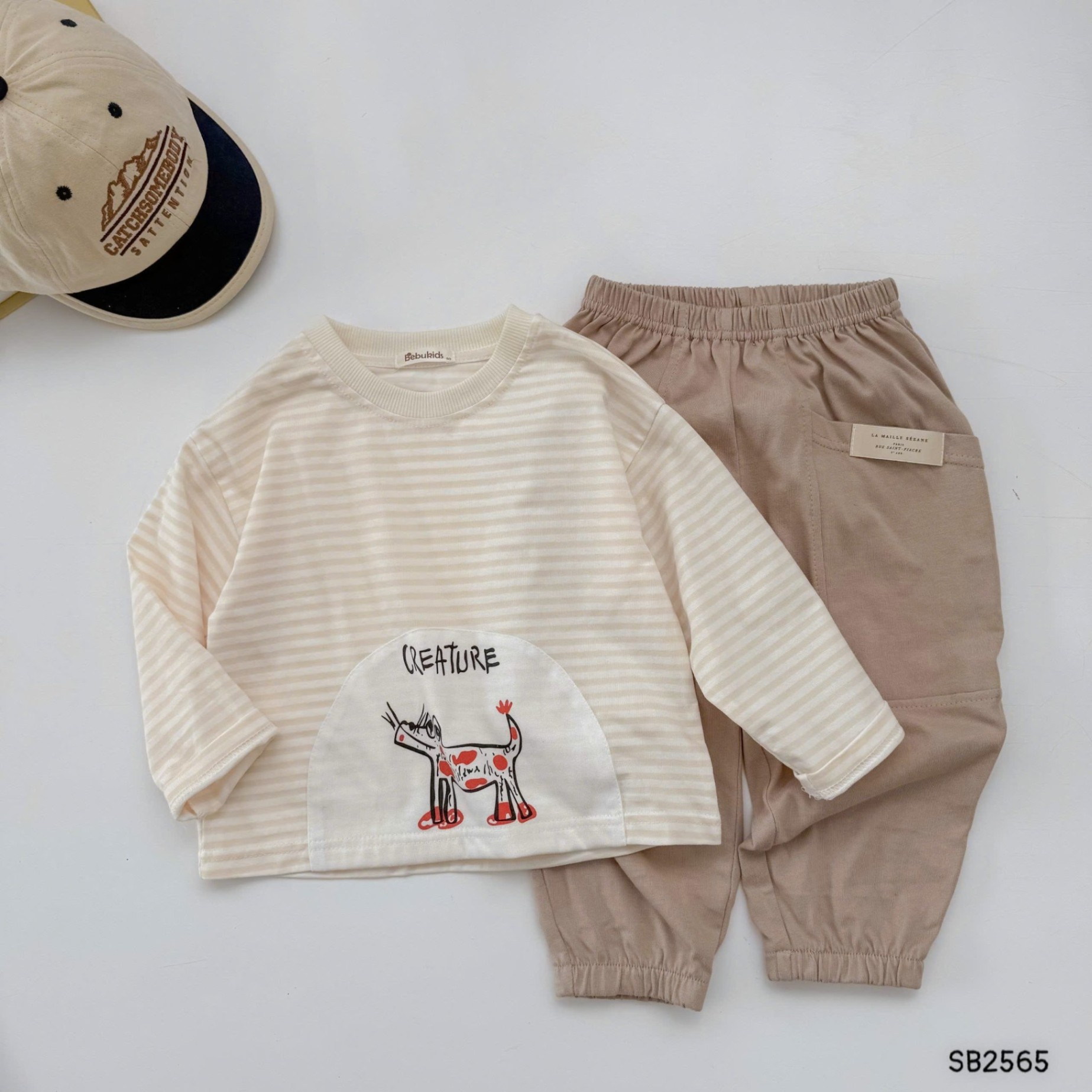 Set kẻ dài tay cá tính cho bé trai BEBUKIDS