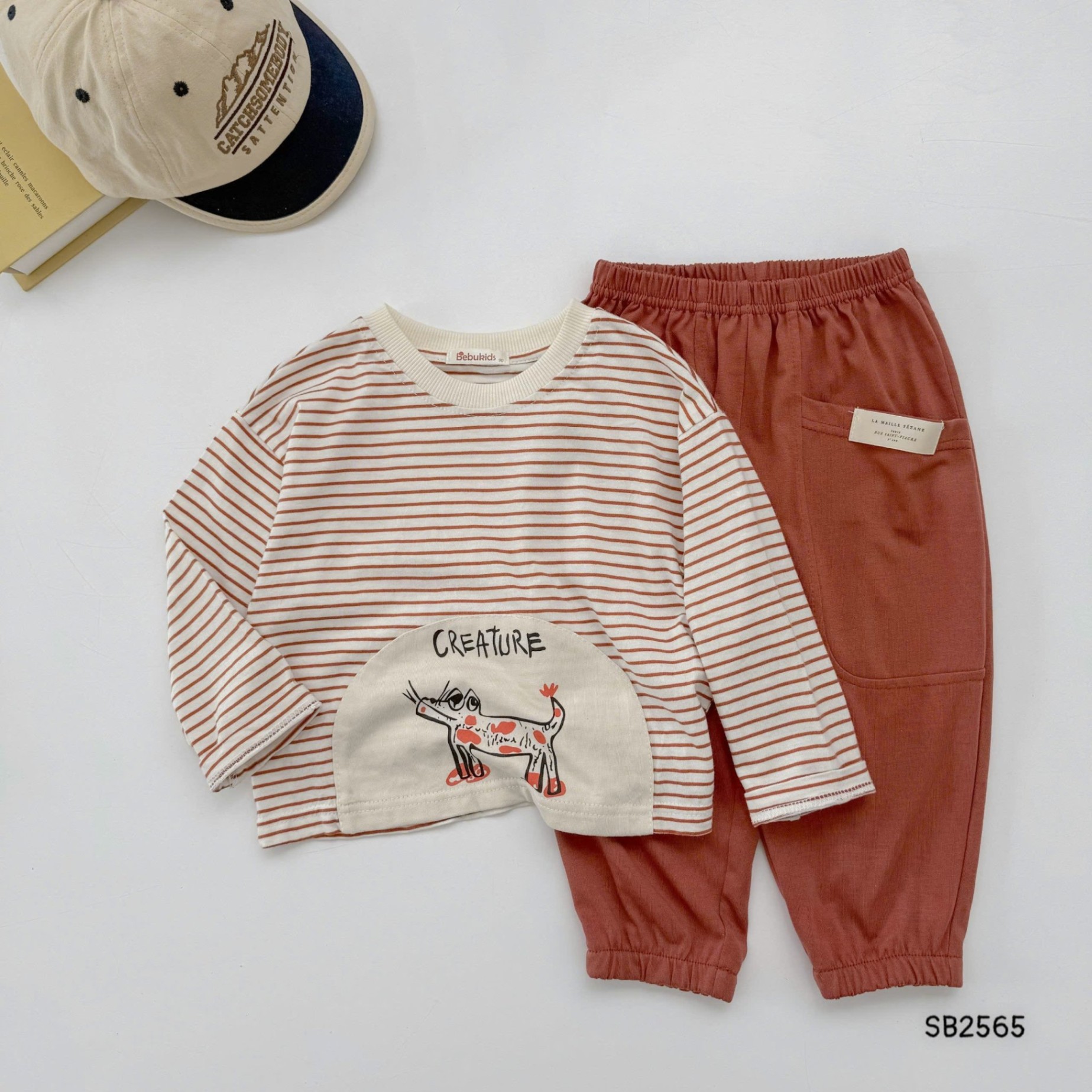 Set kẻ dài tay cá tính cho bé trai BEBUKIDS