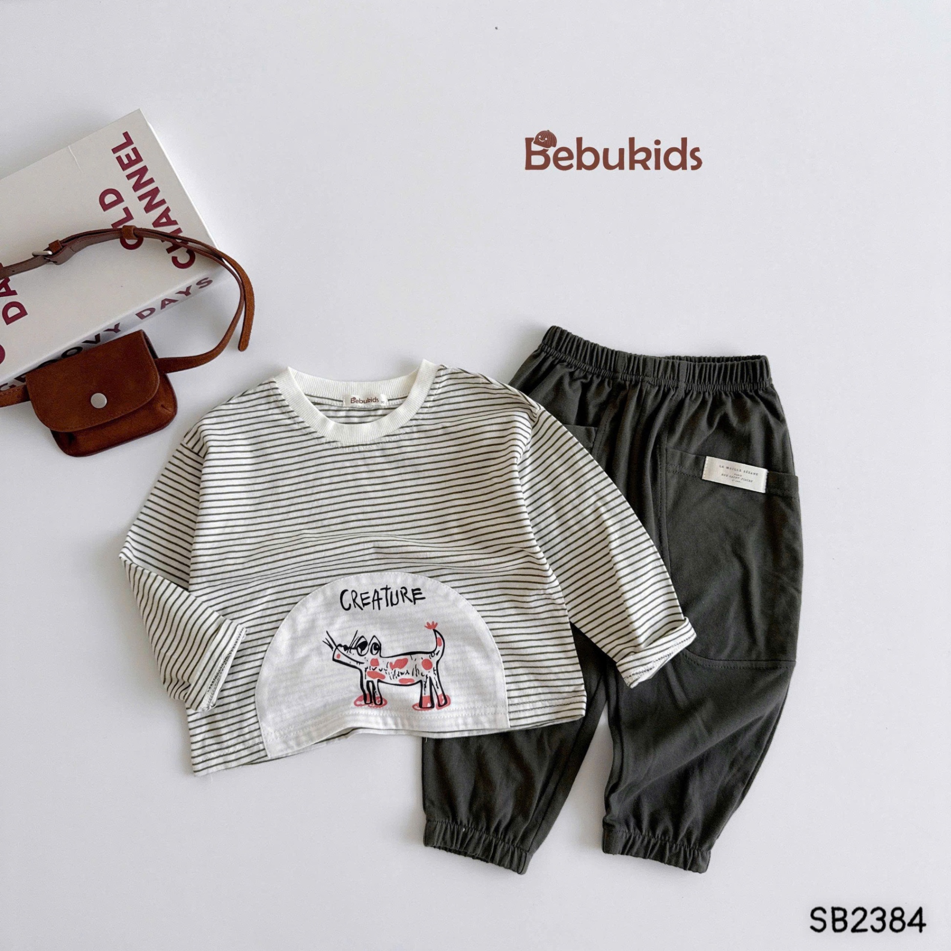 Set kẻ dài tay cá tính cho bé trai BEBUKIDS