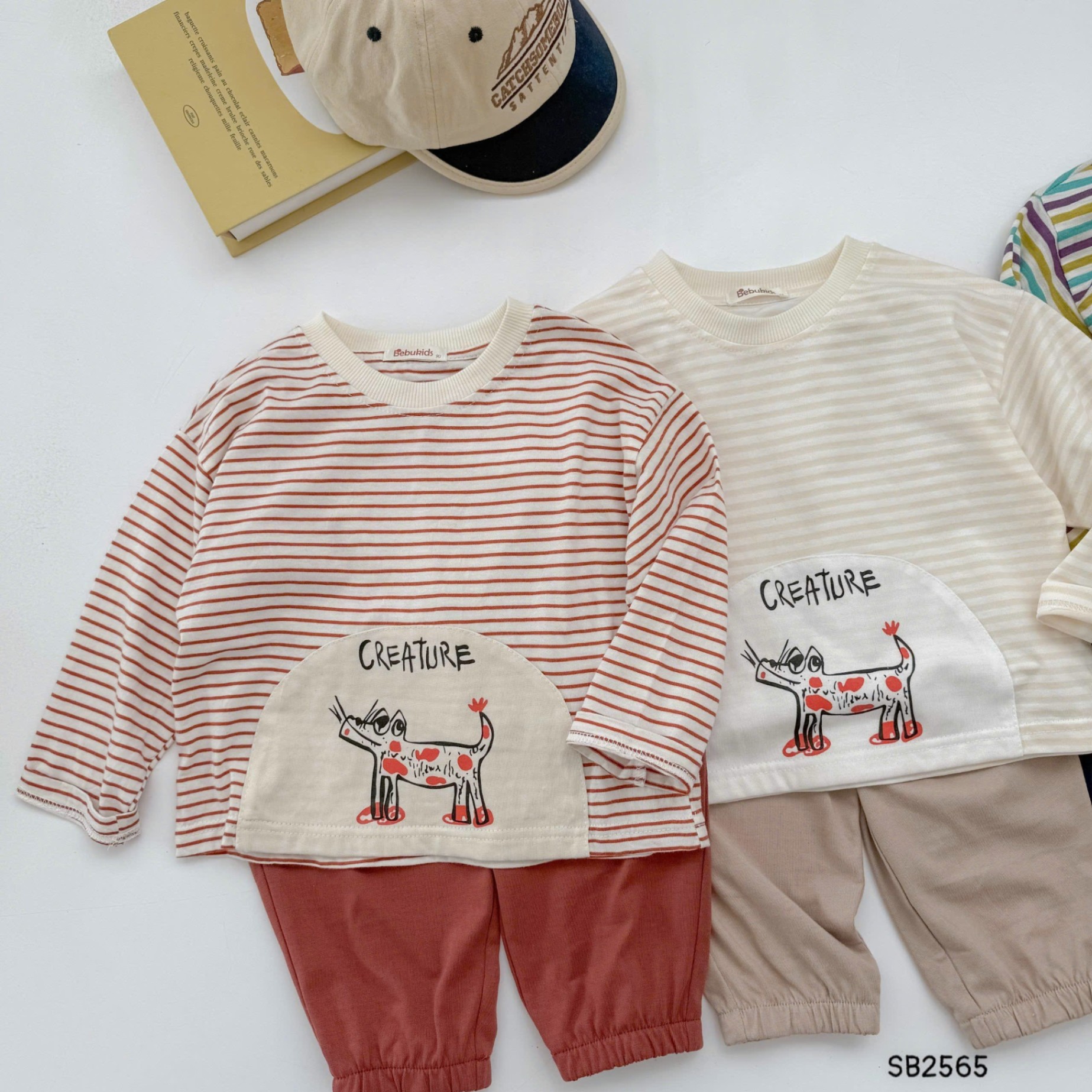 Set kẻ dài tay cá tính cho bé trai BEBUKIDS